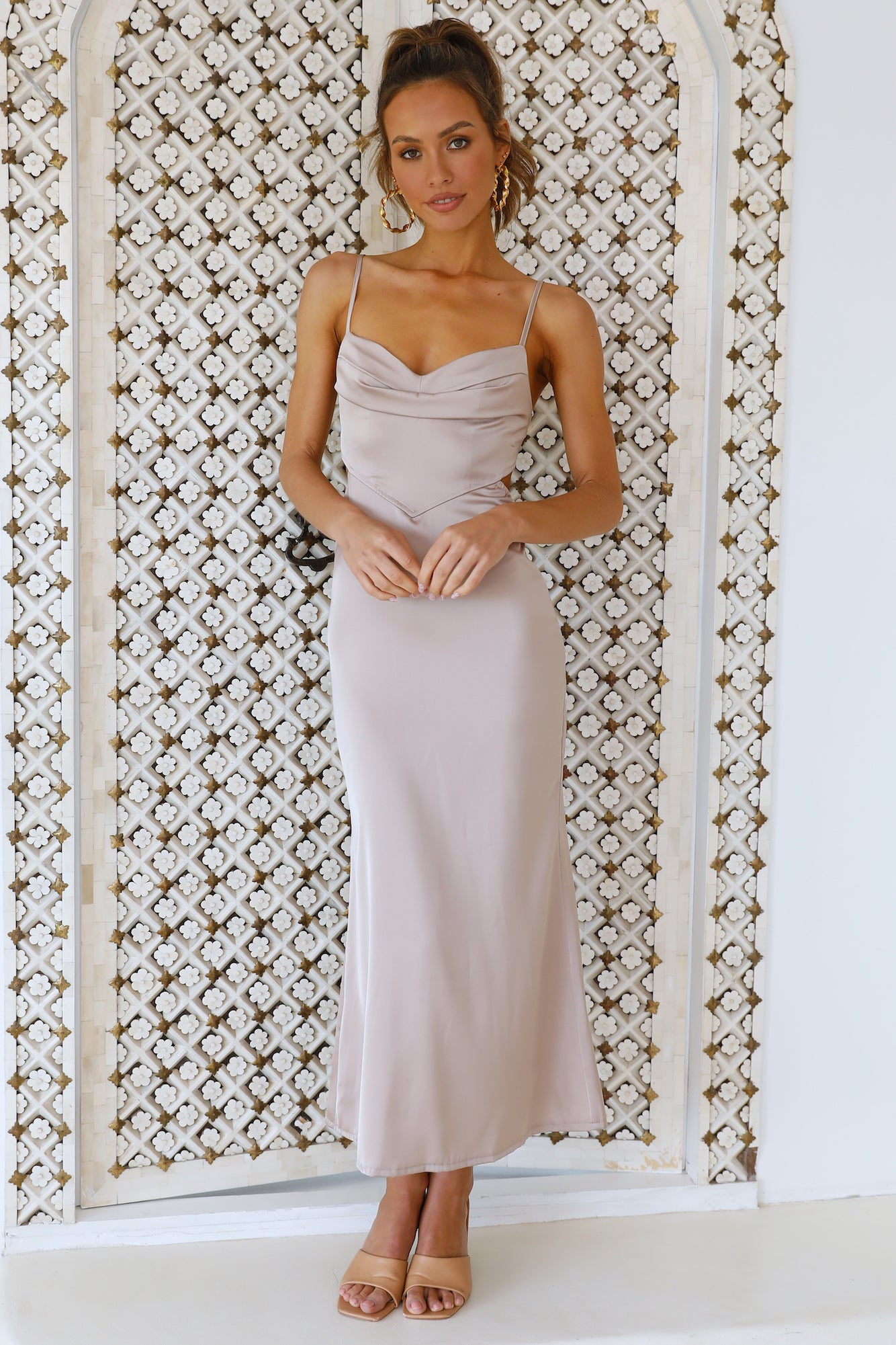 Give It To Me Midi Dress Beige