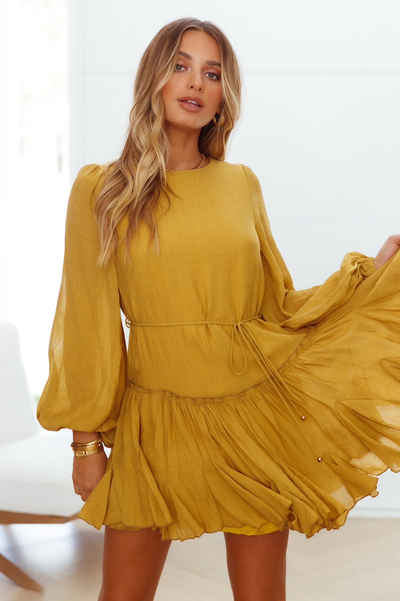 Once In A Blue Moon Dress Mustard