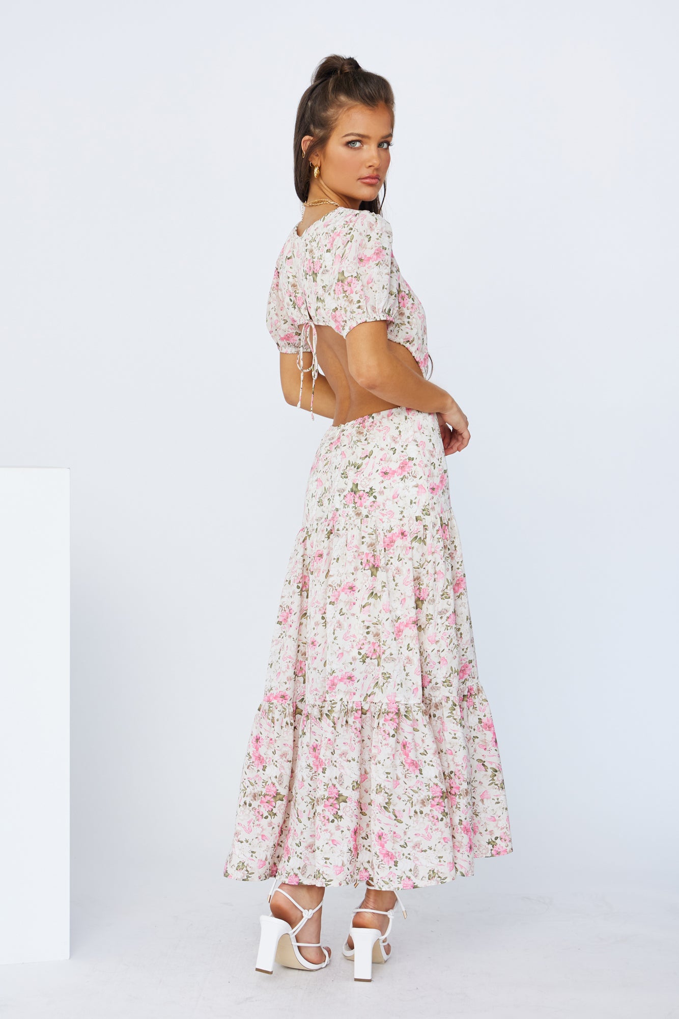 Flow Down Gently Midi Dress Pink