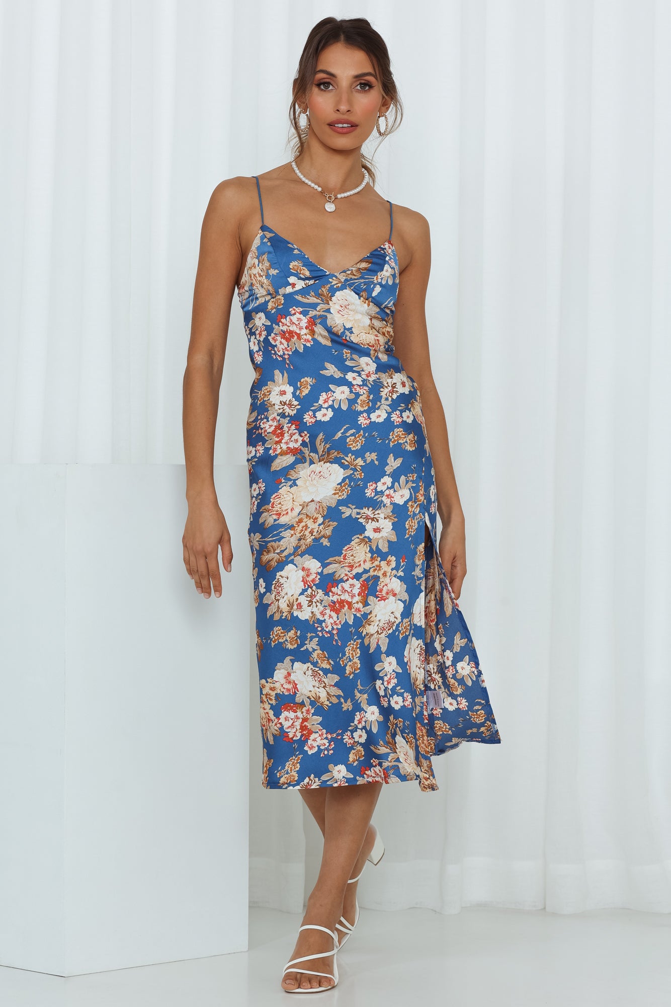 Staring At Me Midi Dress Blue