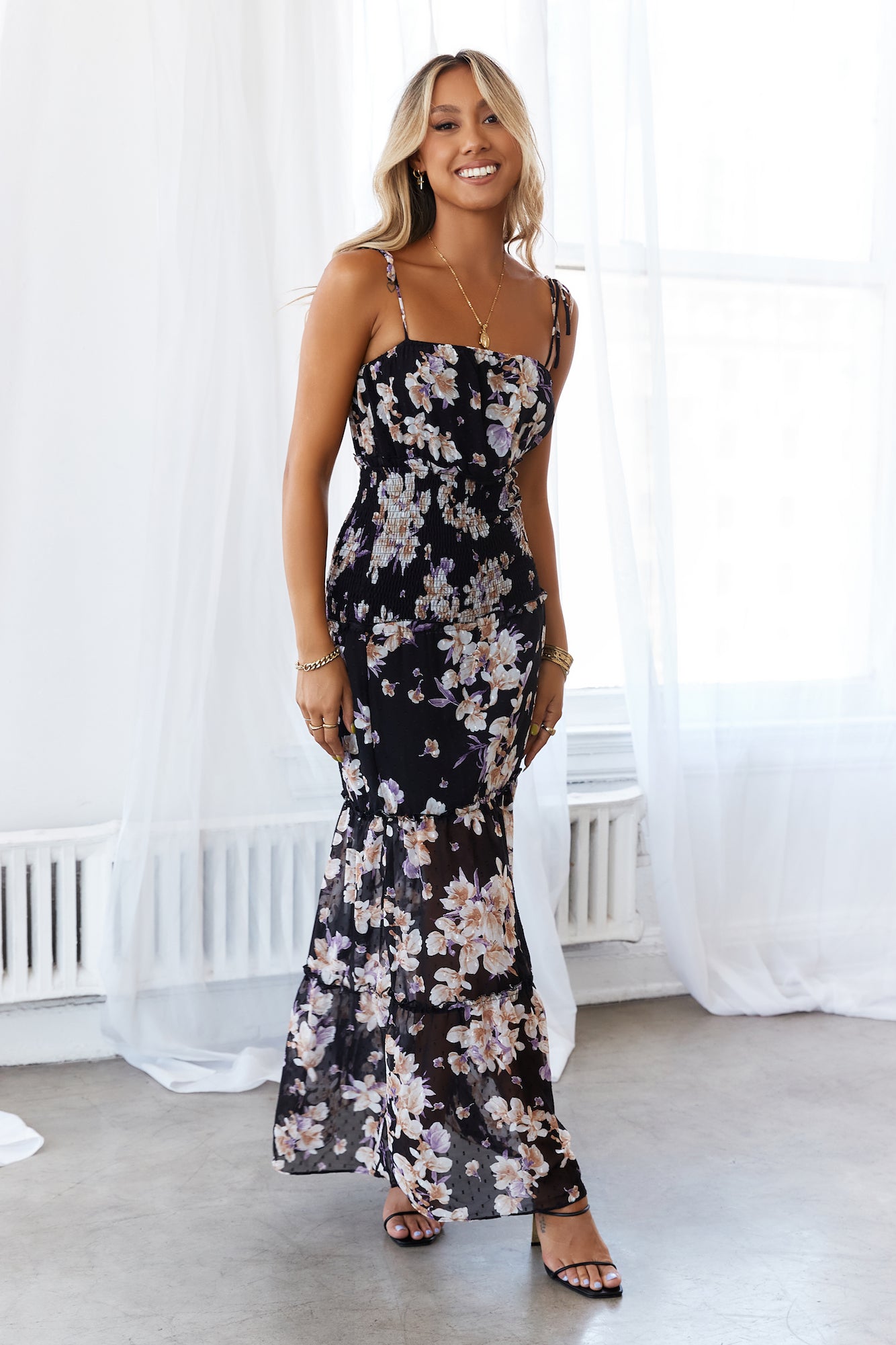 Whimsical Day Maxi Dress Black