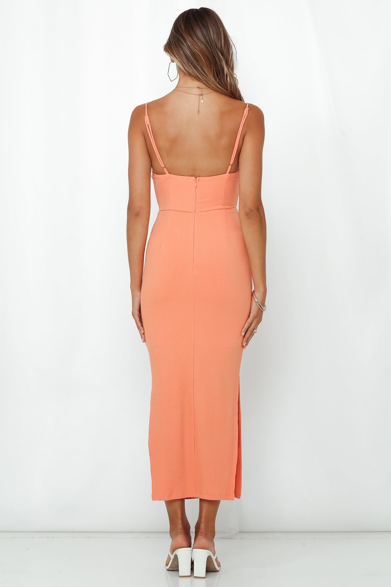 Rooftop Martinis For Two Midi Dress Peach