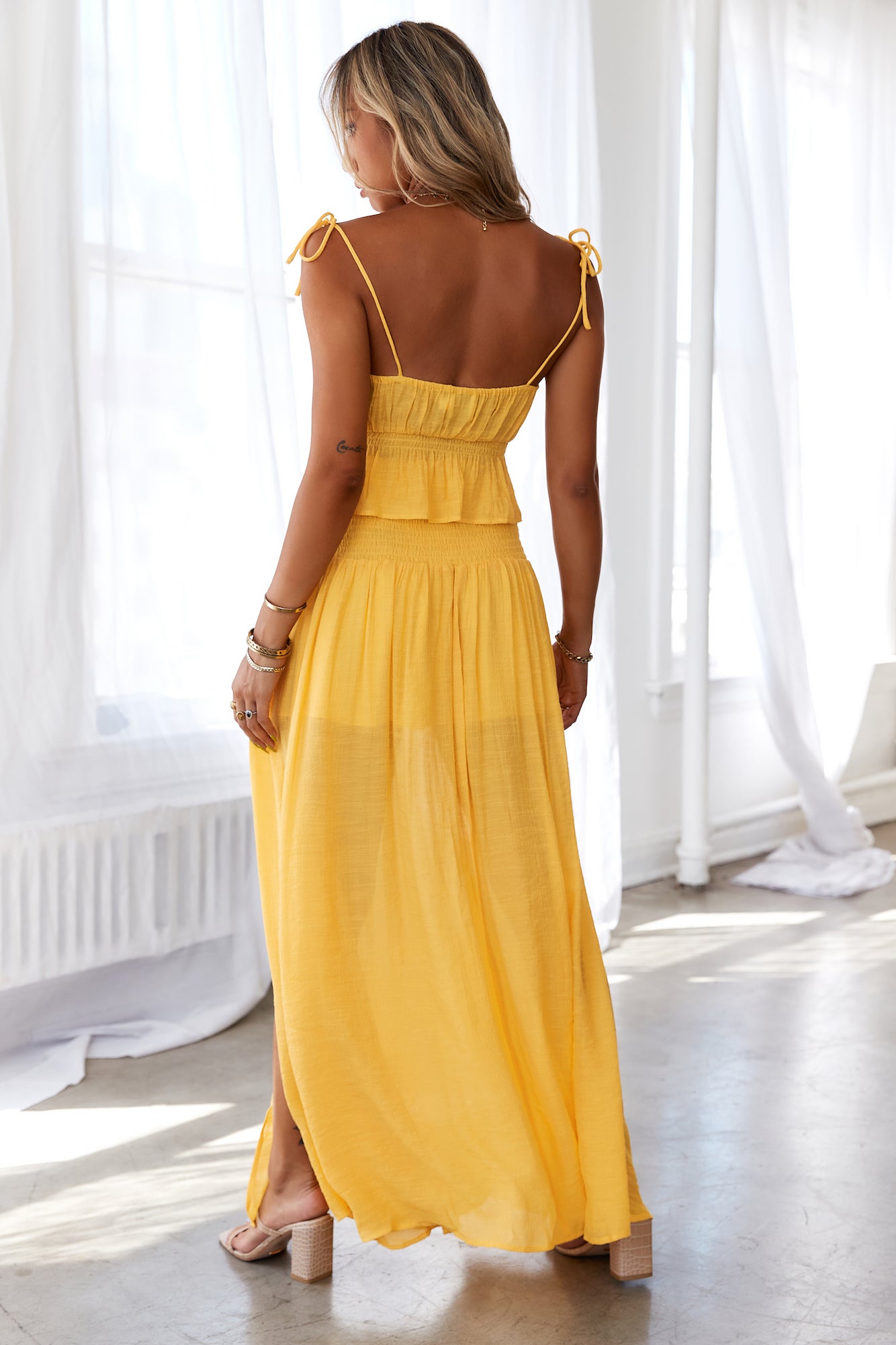 Stay Fun Maxi Skirt Mustard