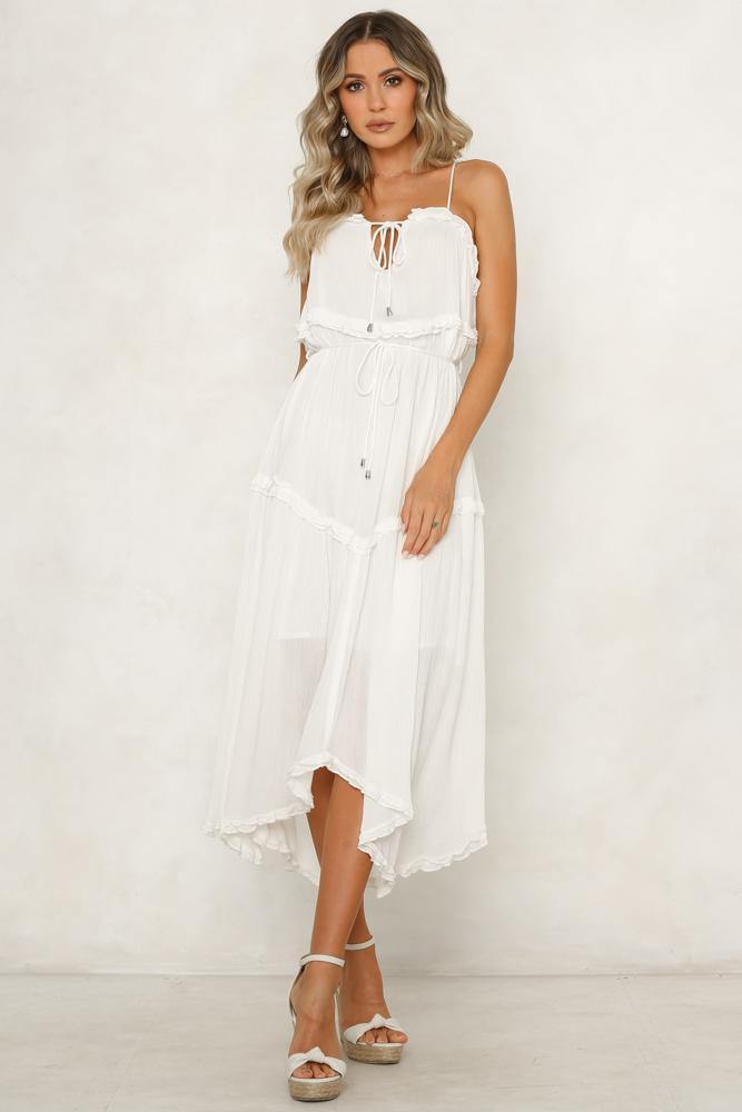Leave The Night On Midi Dress White