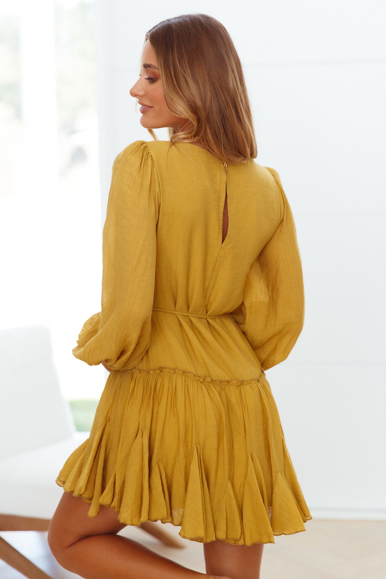 Once In A Blue Moon Dress Mustard