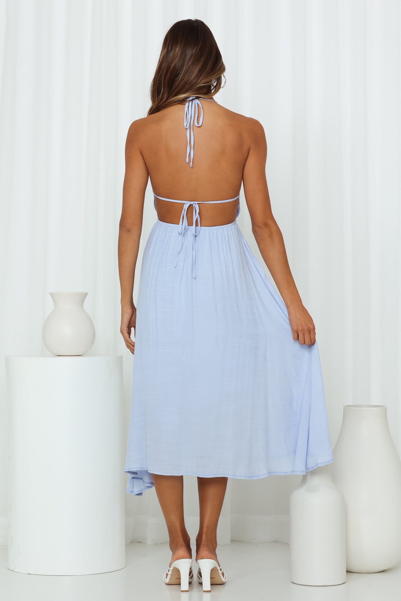 Simple And Sweet Midi Dress Blue