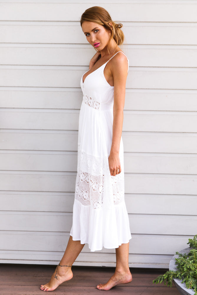 Butter Cake Midi Dress White