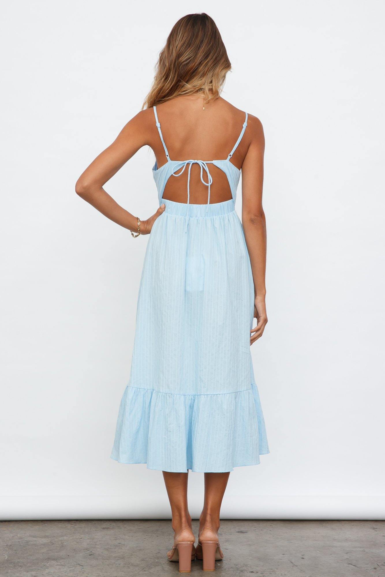 Put Your Records On Midi Dress Baby Blue
