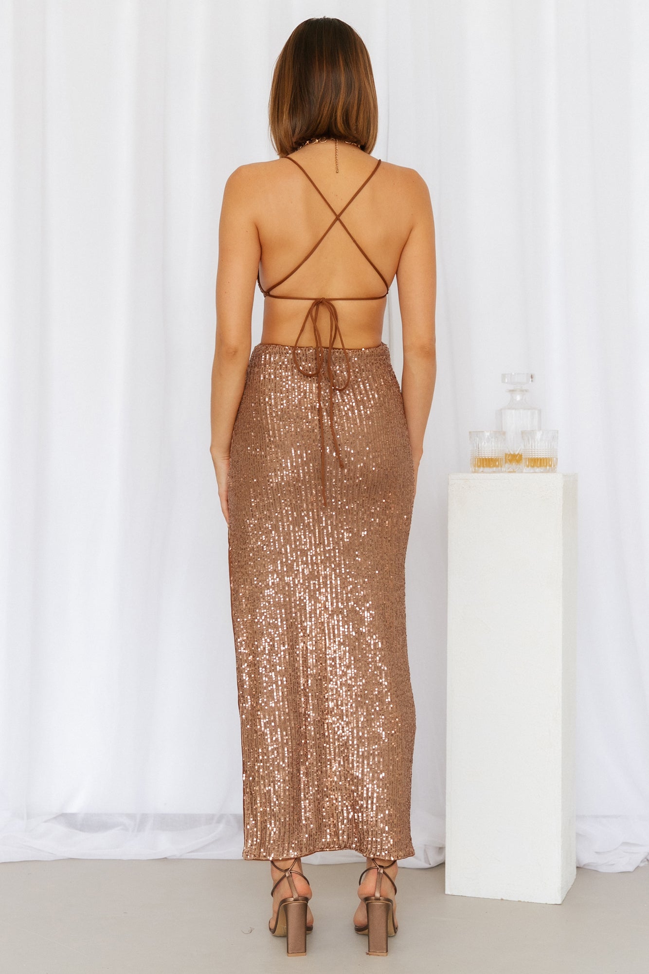 Create The Spell Midi Dress Bronze Sequin