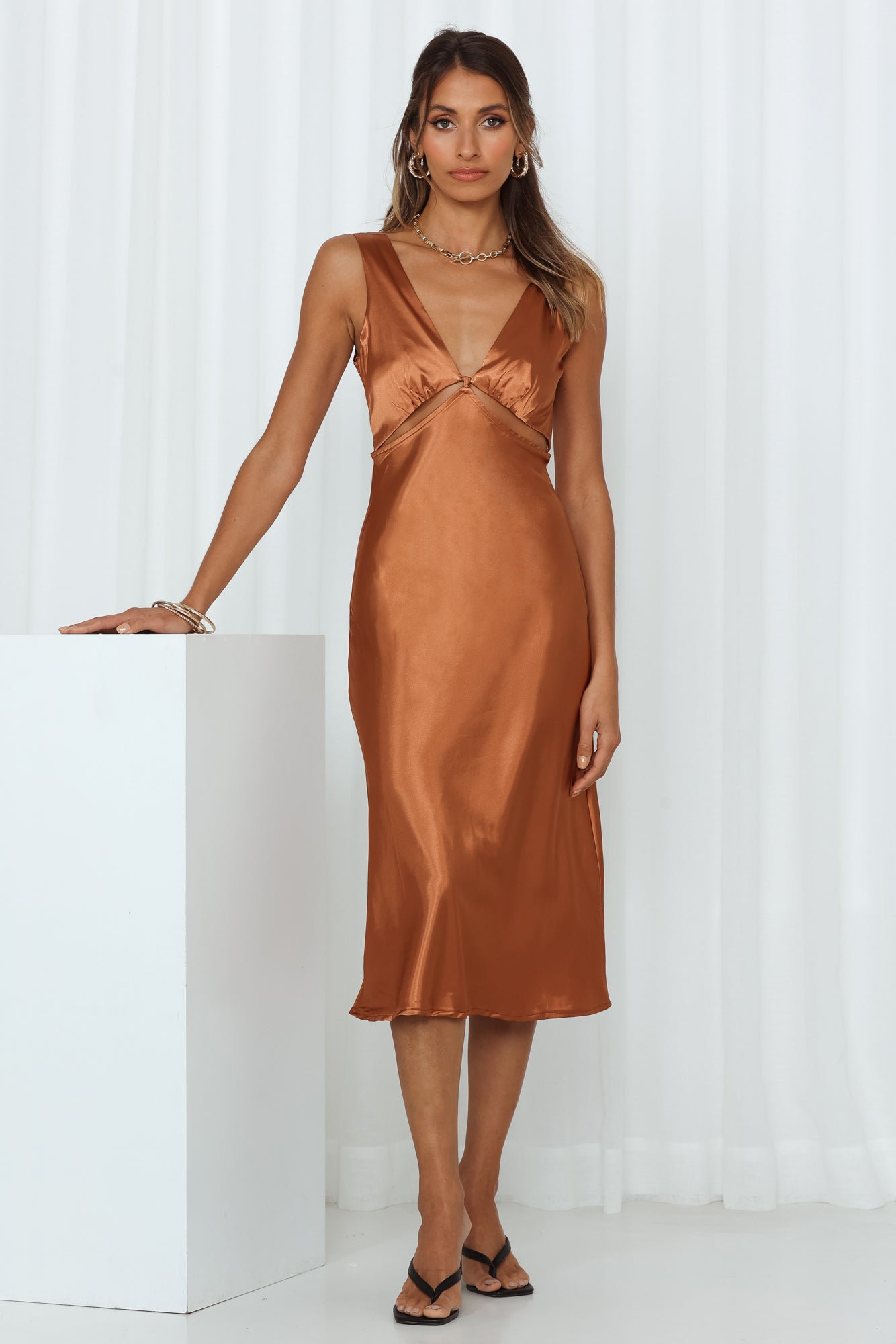 Be My Sunrise Midi Dress Brown
