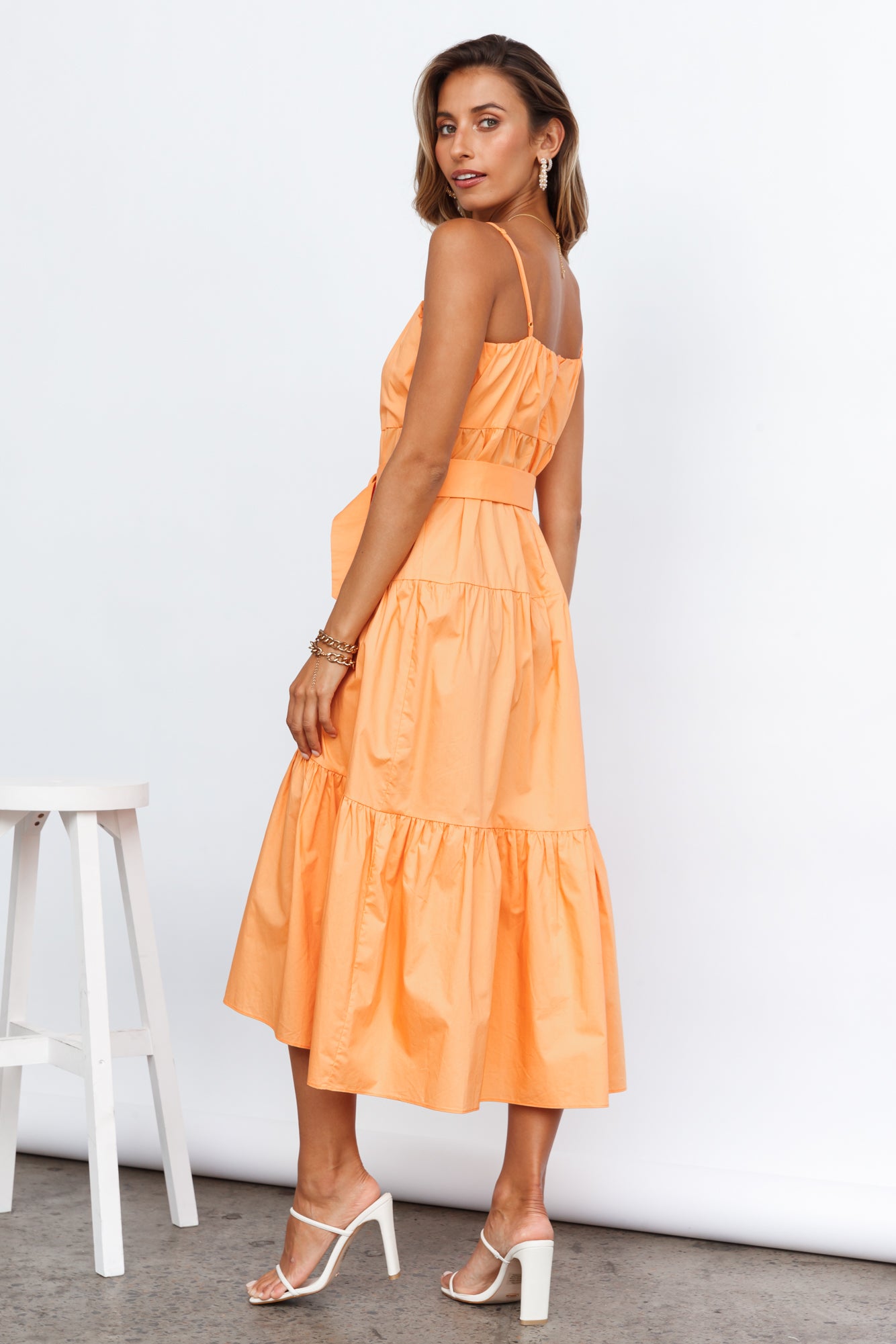 Tropicana Cool Midi Dress Orange