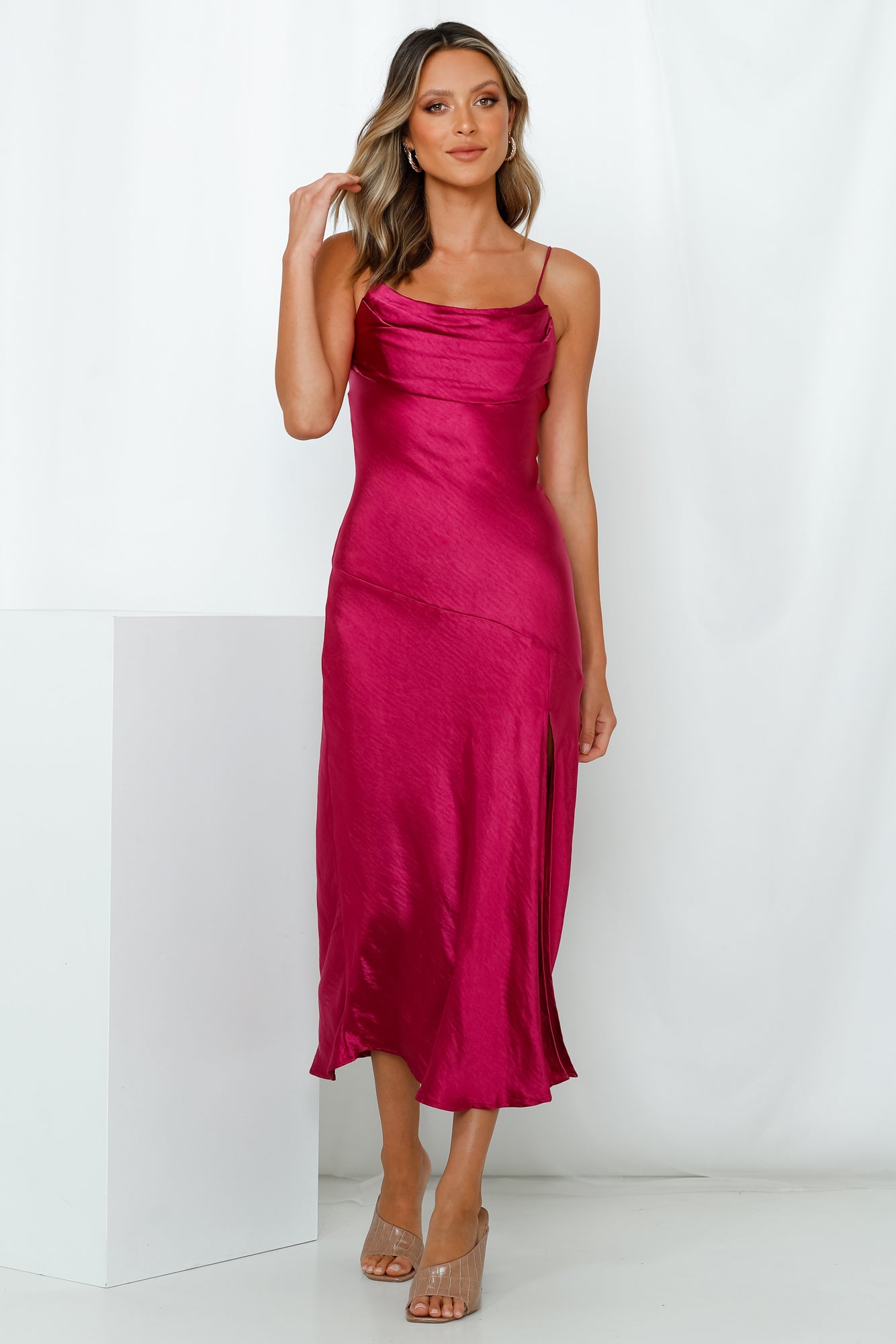 Wanted On The Dance Floor Midi Dress Fuchsia