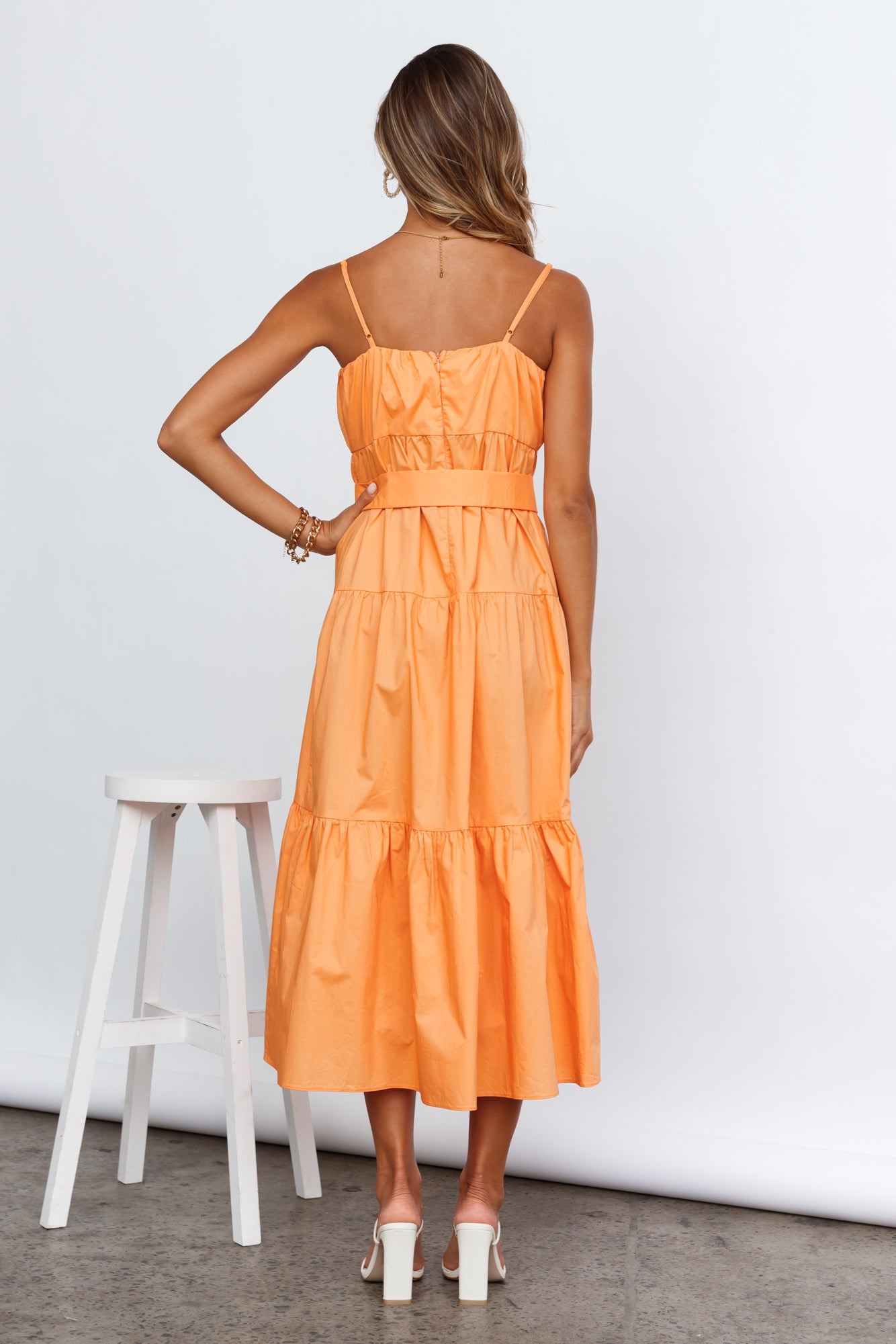 Tropicana Cool Midi Dress Orange