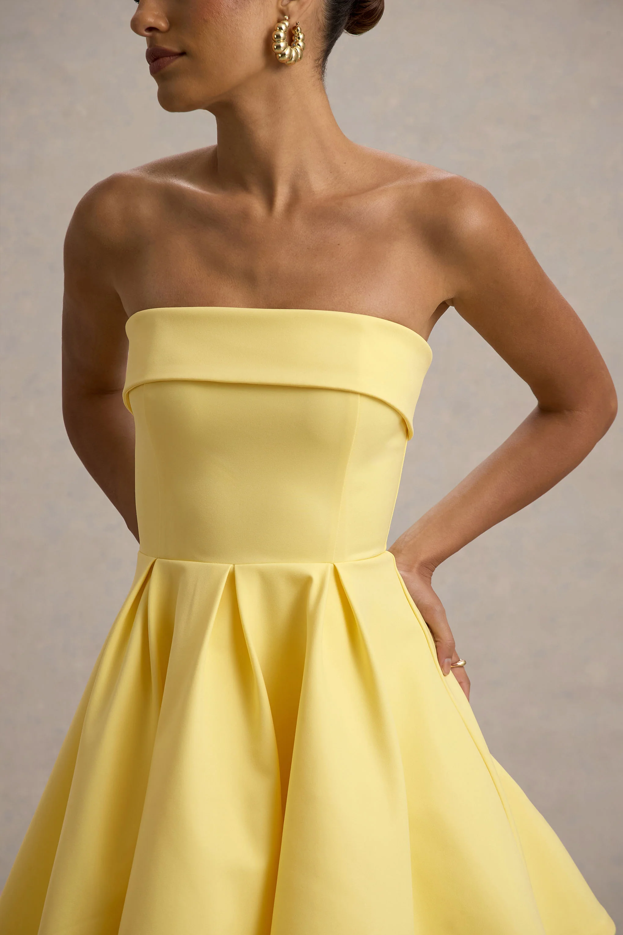Bruna | Lemon Bandeau Skater Mini Dress