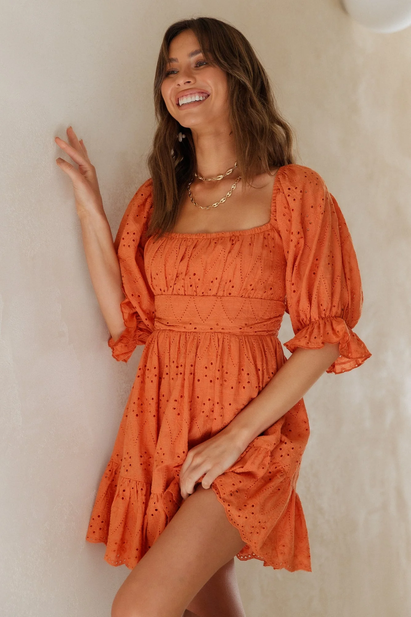 Circling Round Dress Orange