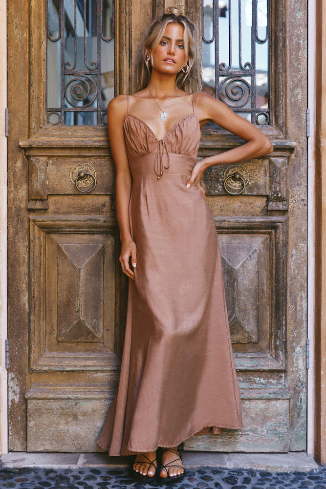 Heart In Two Maxi Dress Tan