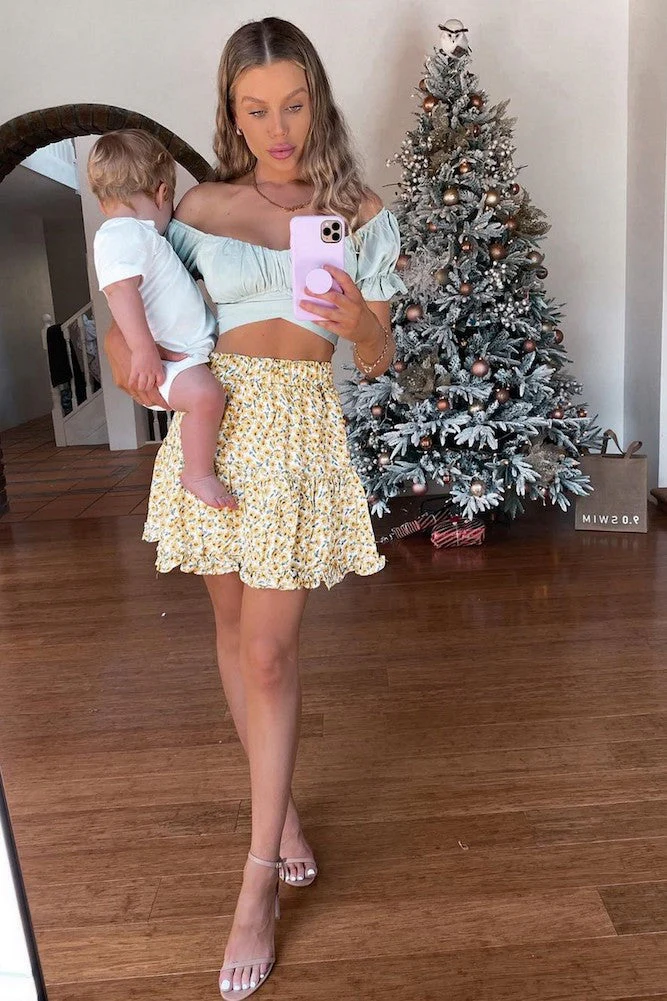 Golden Romance Mini Skirt Yellow