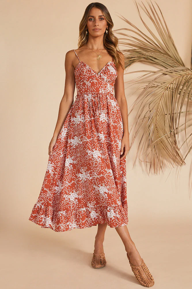 Holding On Maxi Dress Rust