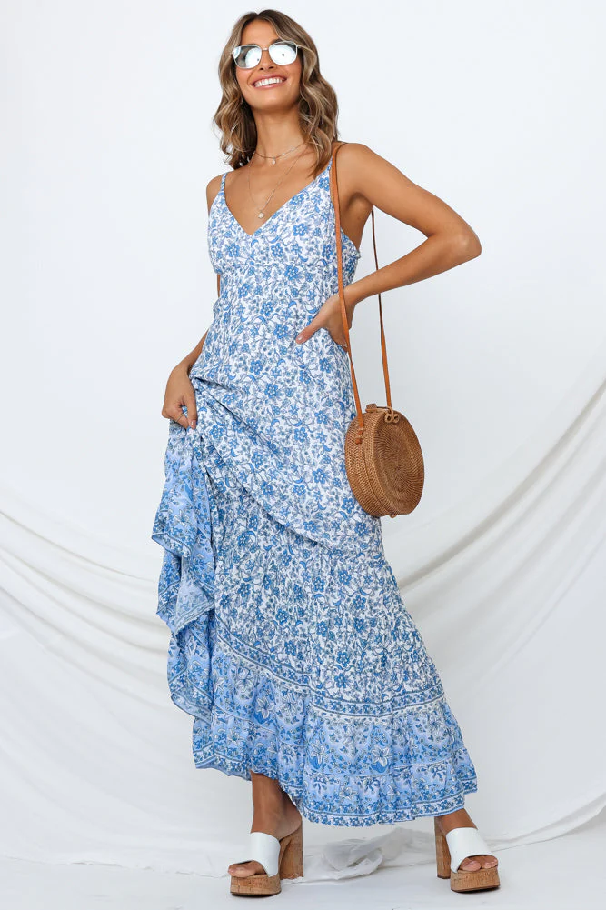 Sun Is Up Maxi Dress Blue