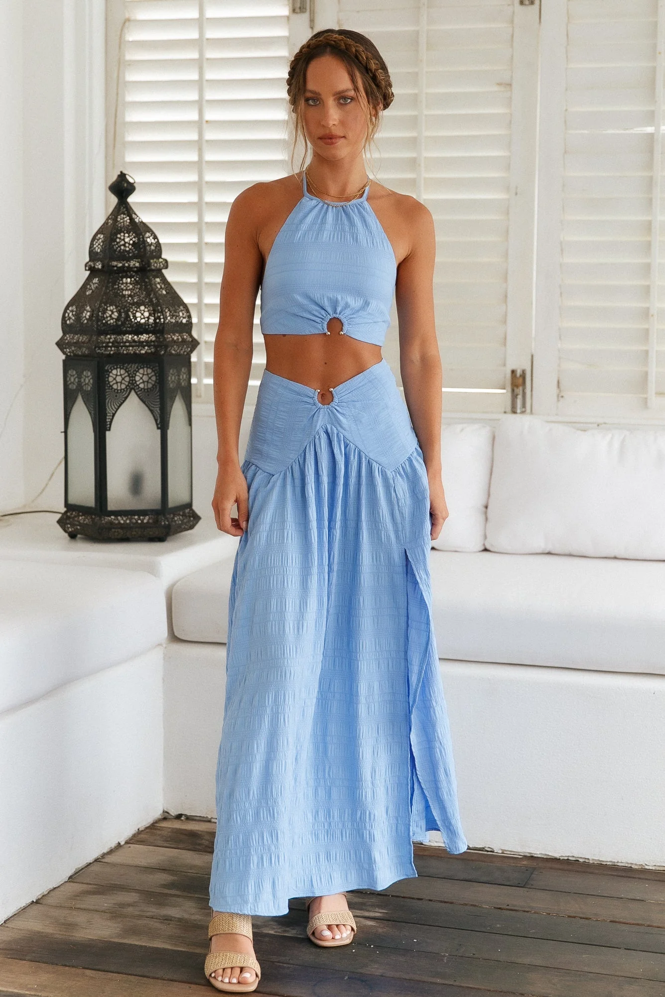 Lemon Tree Maxi Skirt Blue