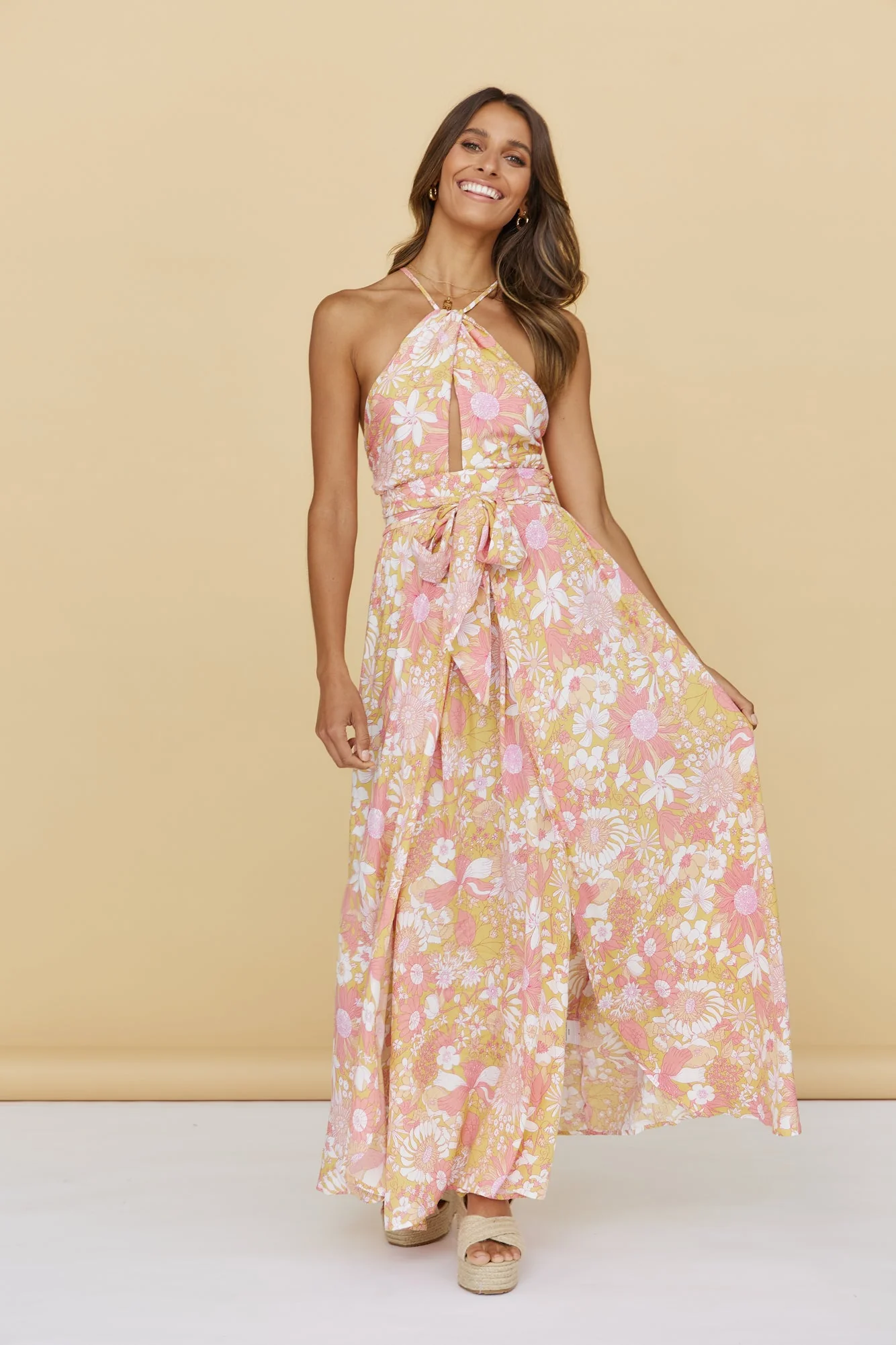 Sunset Shadows Maxi Dress Yellow