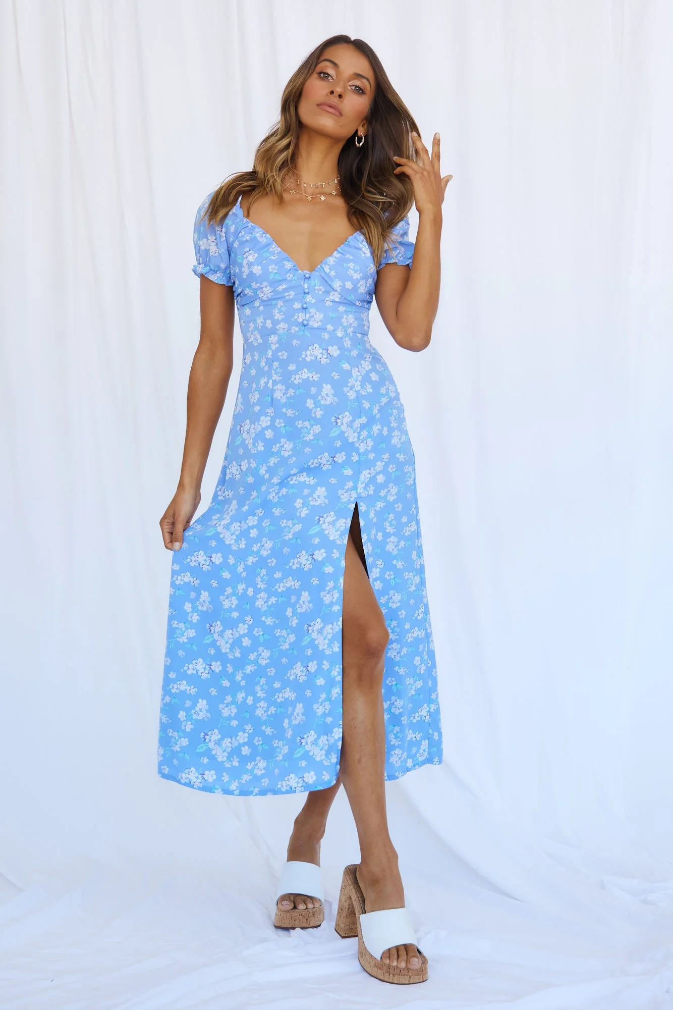 Choral Maxi Dress Blue