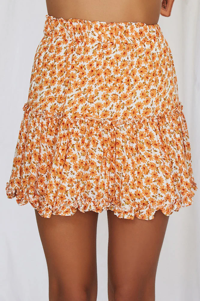 Golden Romance Mini Skirt Orange