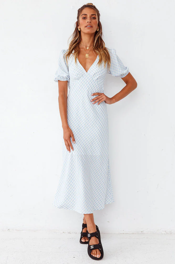 Milk Tea Maxi Dress Blue