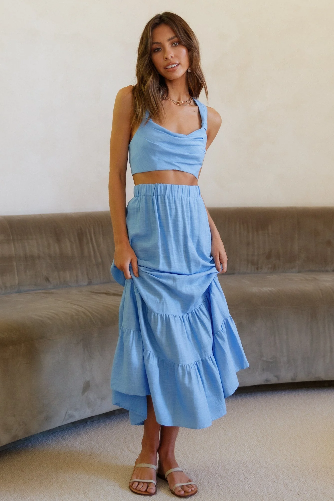 Fixed Focus Maxi Skirt Blue