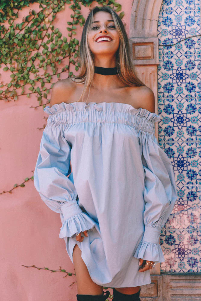 Falling Skies Dress Ice Blue