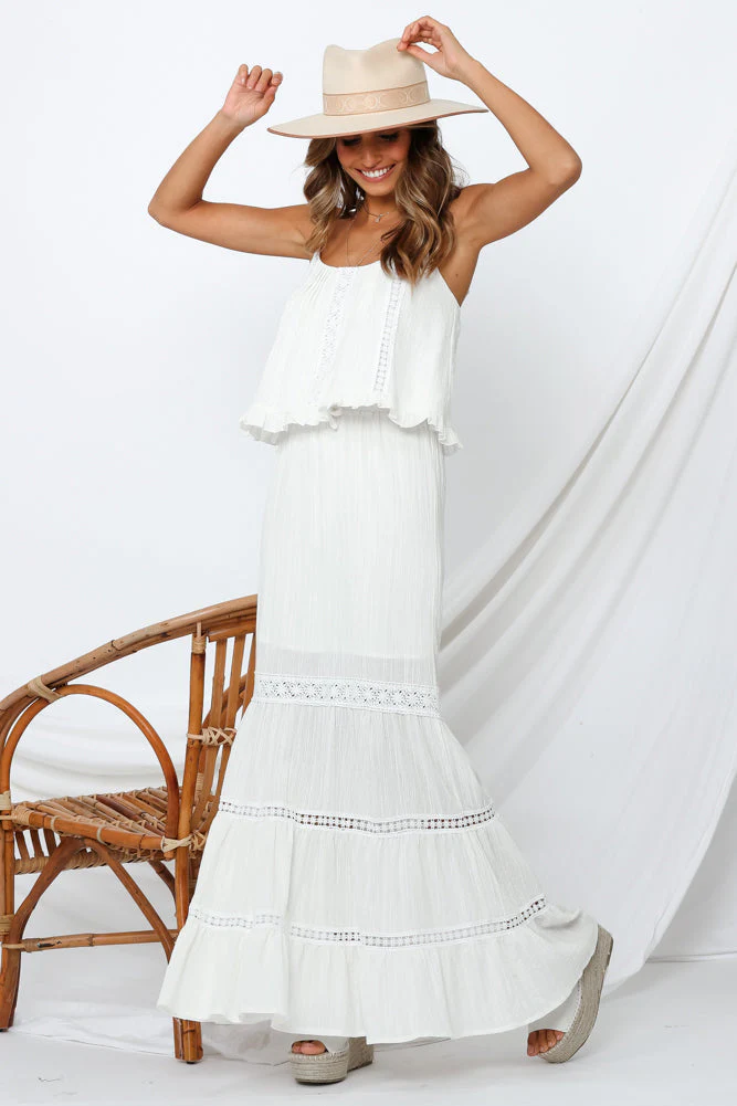 Island Sun Maxi Skirt White