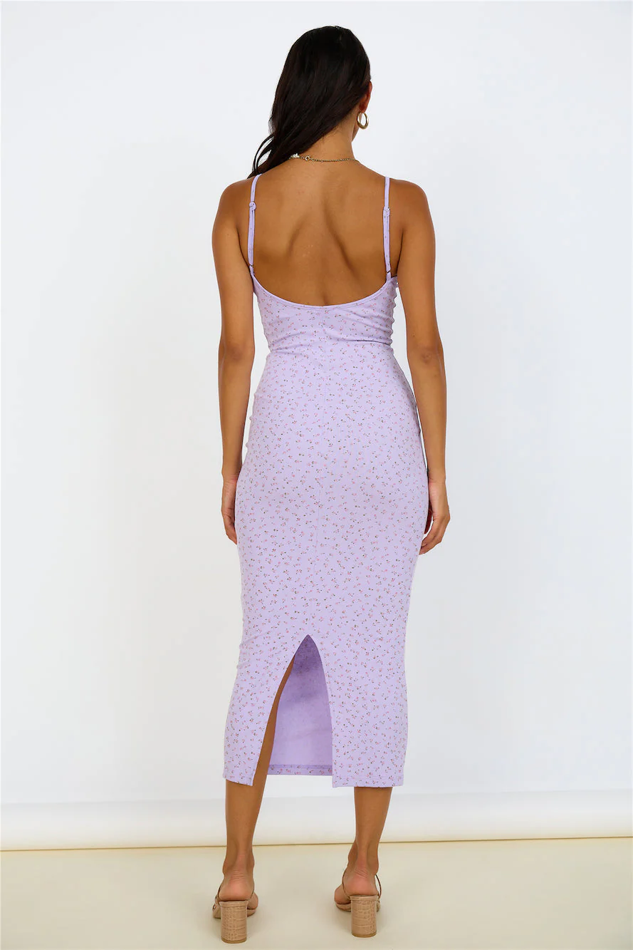 SNDYS Elora Midi Dress Lilac Floral