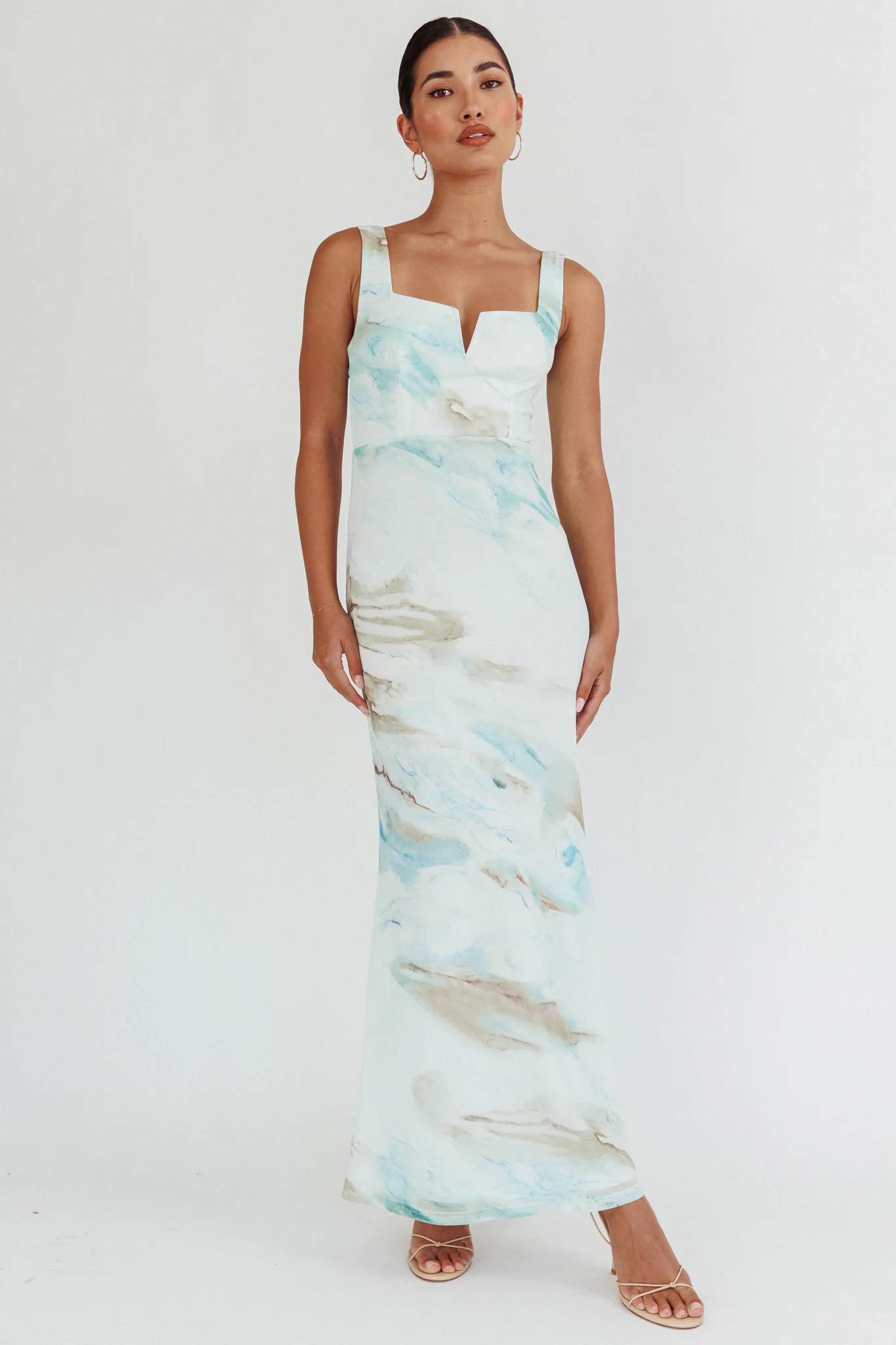 Jovelle Strappy Back Maxi Dress Marble Blue