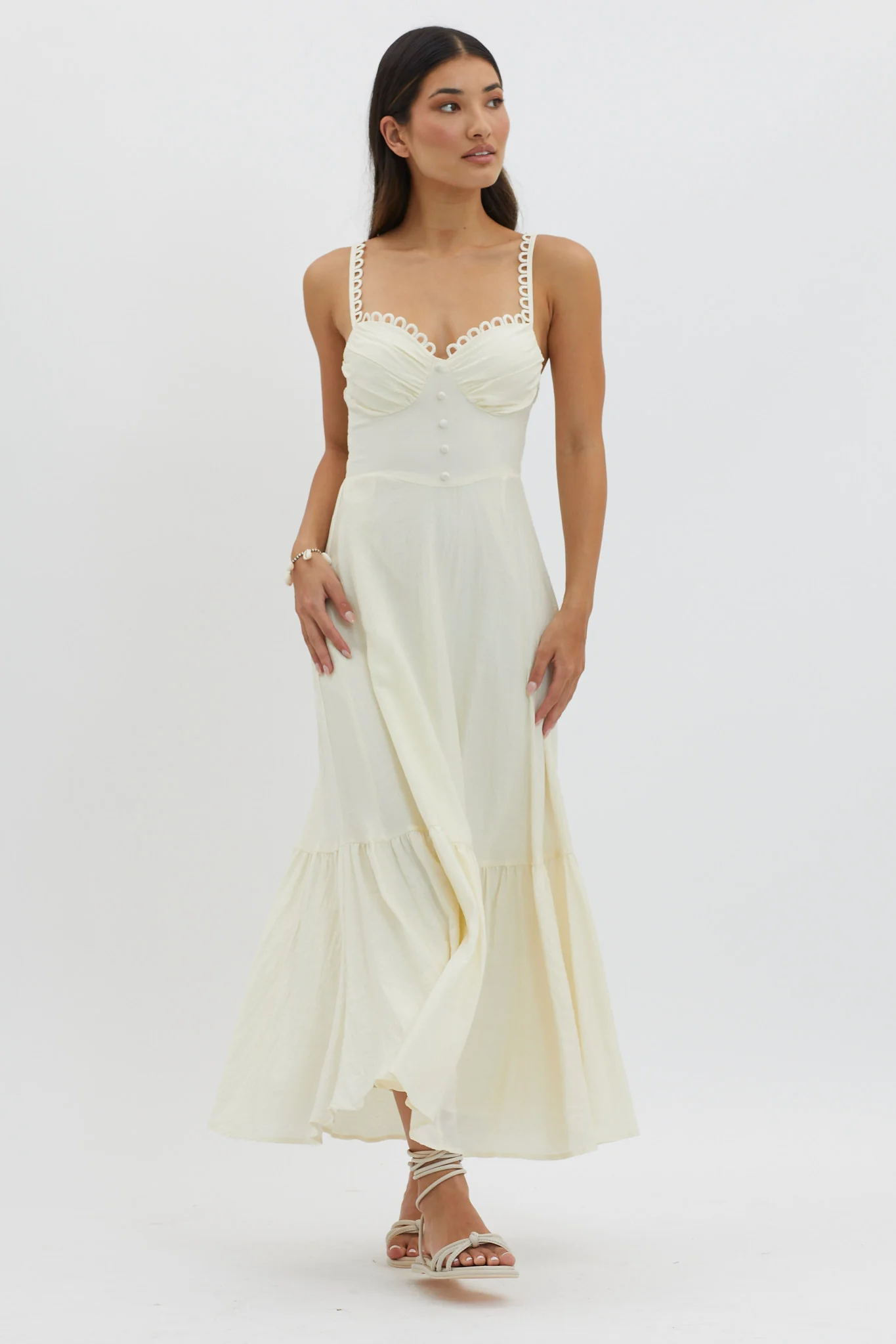 Golden Suns Scallop Trim Midi Dress Butter