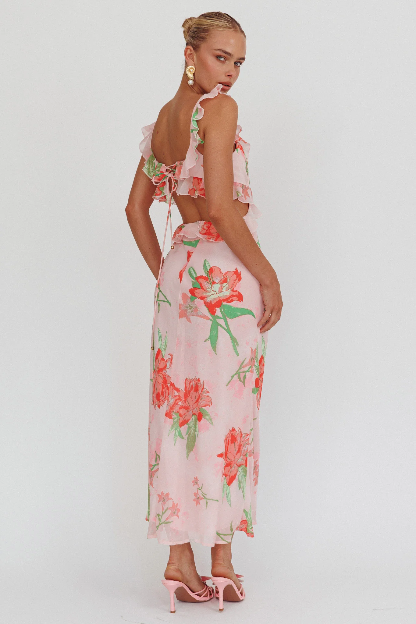 Second Chances Ruffle Trim Maxi Dress Lily Orange