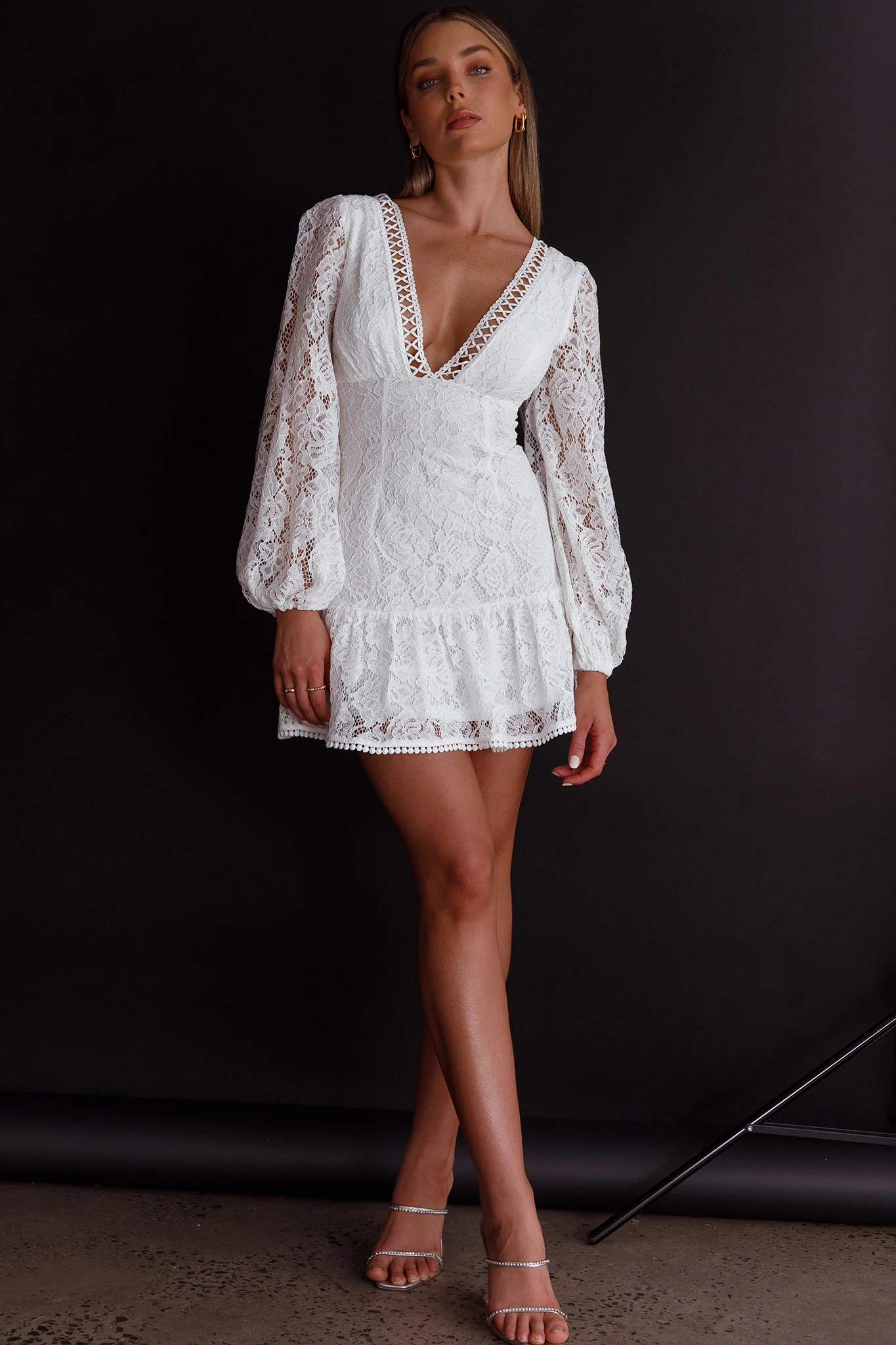 Summer Wine Long Sleeve Lace Dress White