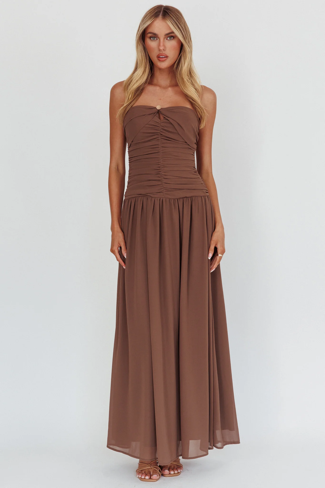High Streets Strapless Maxi Dress Mocha