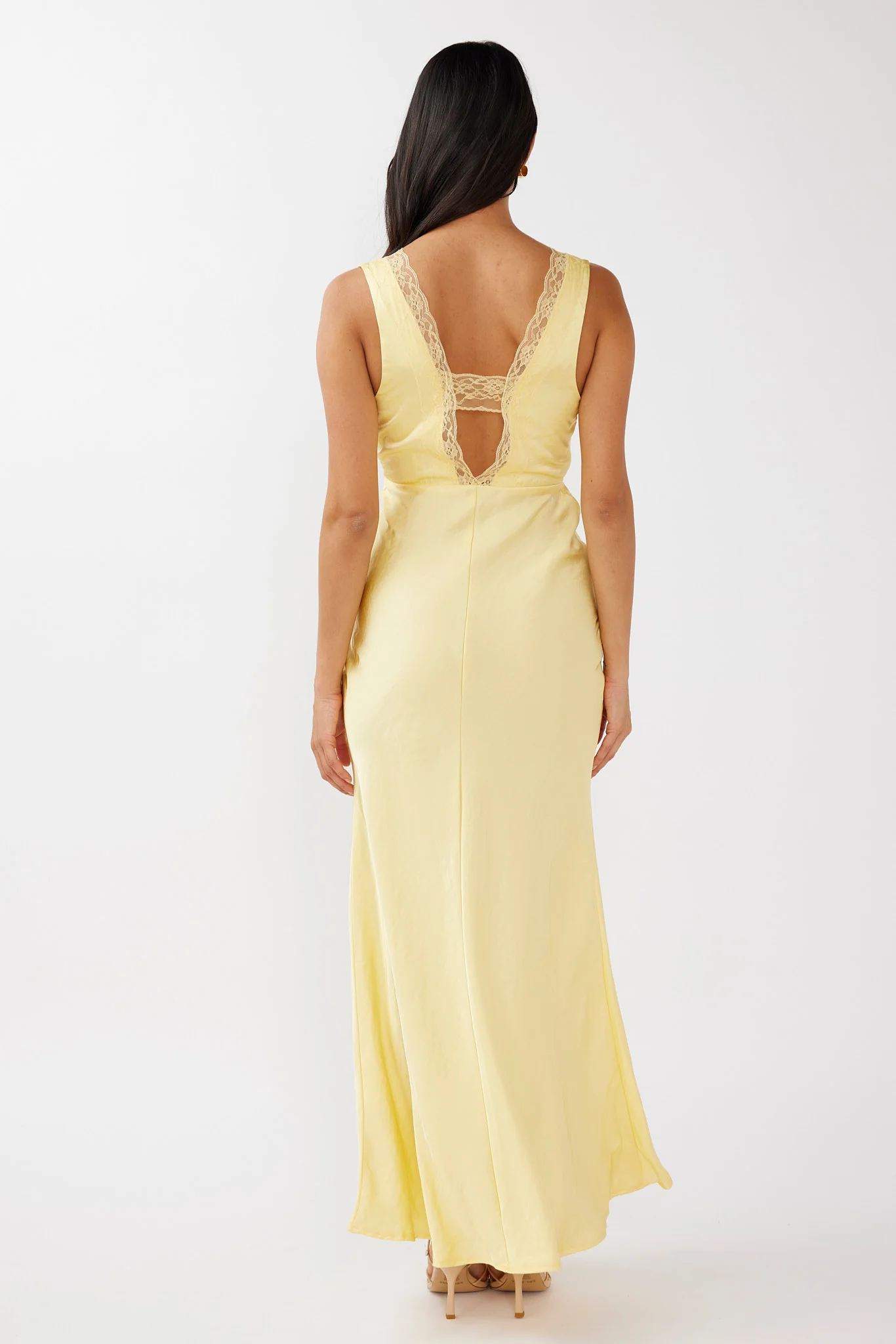 Ivonne Lace Trim V-Neck Maxi Dress Yellow