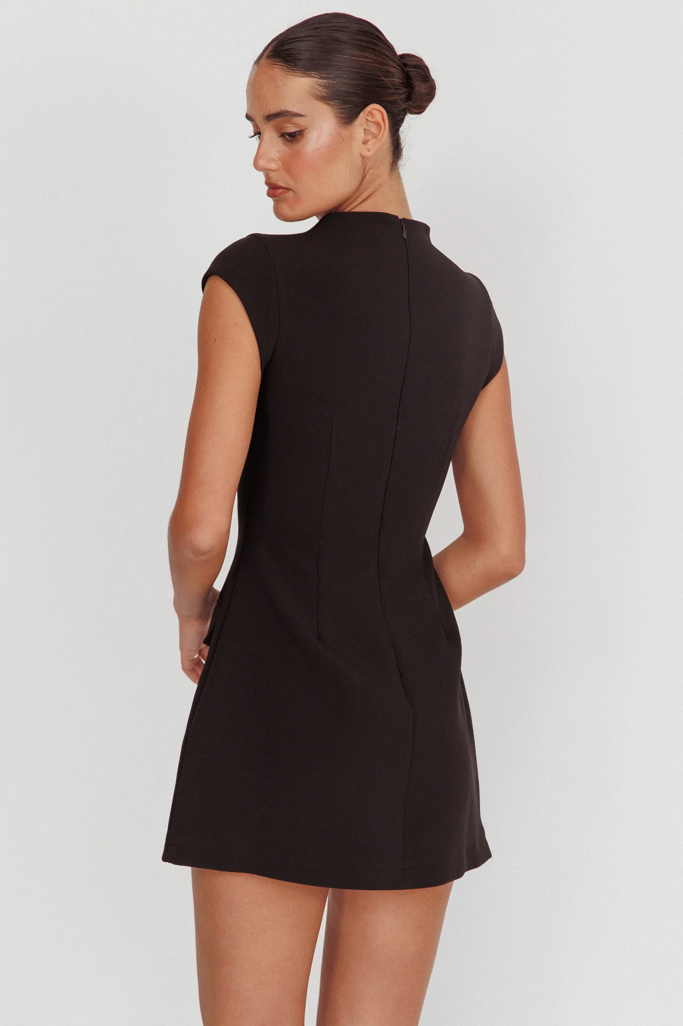 Aristos Cap Sleeve Mini Dress Black
