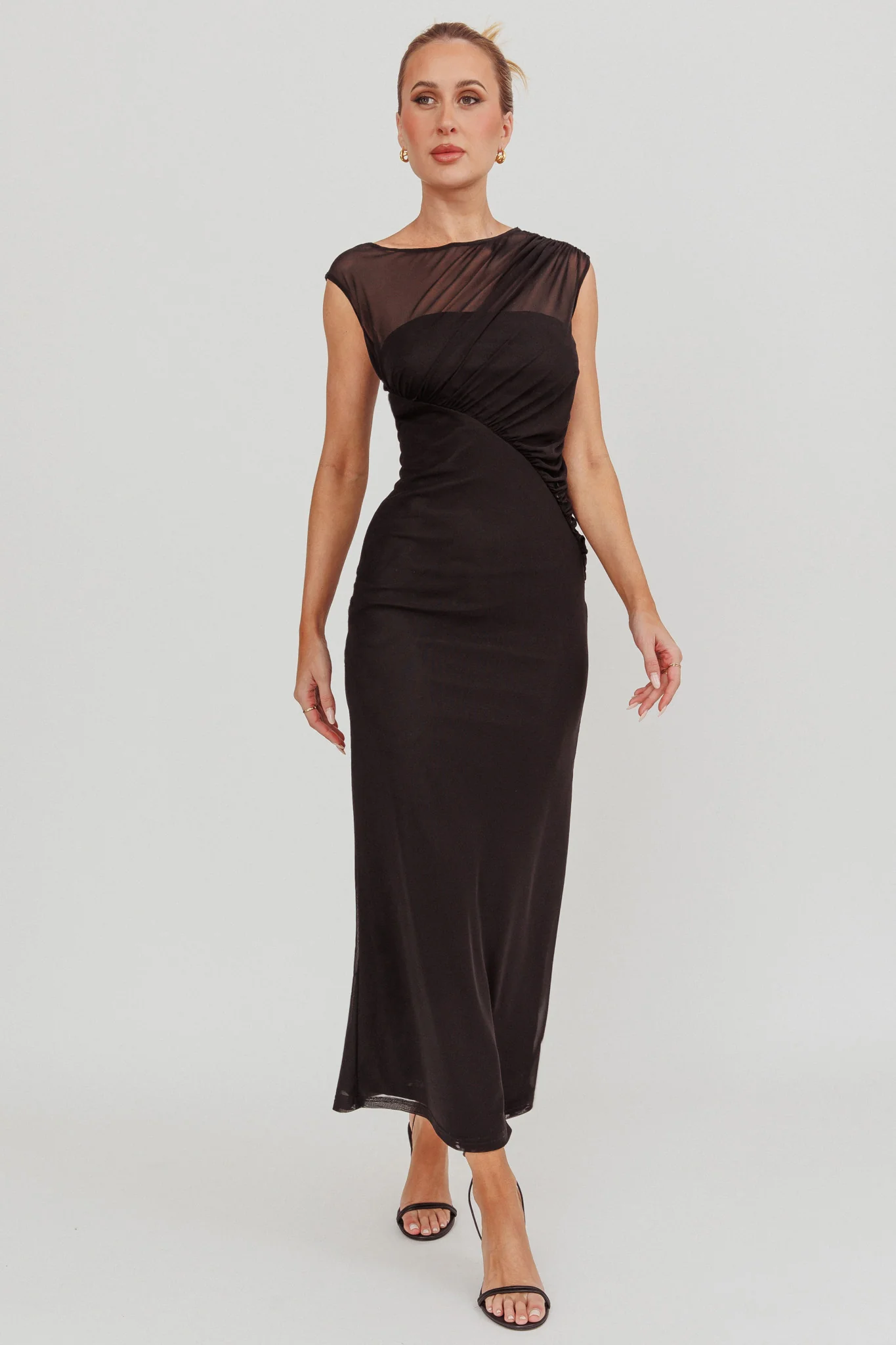 Passion Mesh Sleeveless Maxi Dress Black