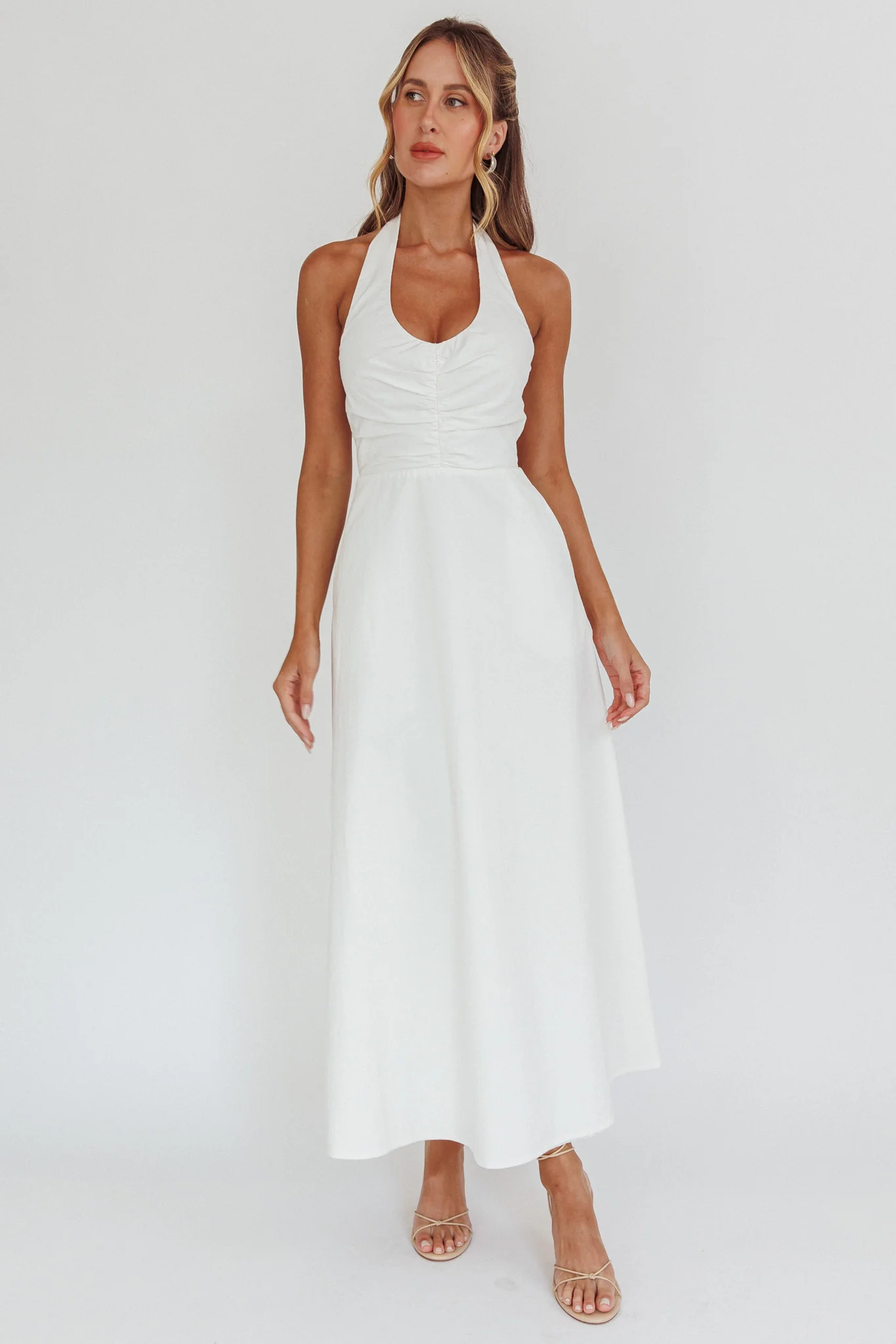 Can't Compete A-Line Halter Maxi Dress White