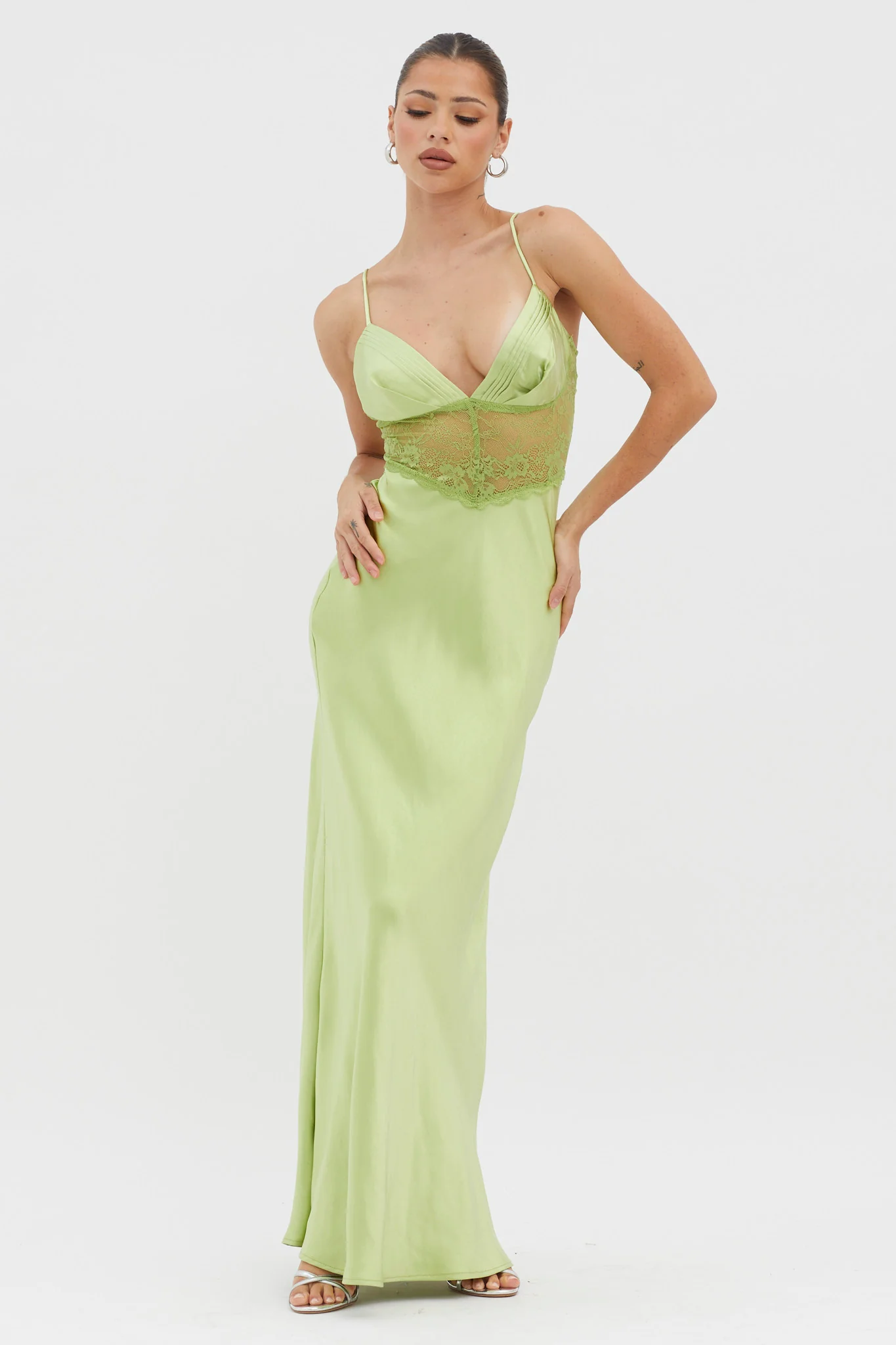 Kinzie Lace Waist Maxi Dress Apple