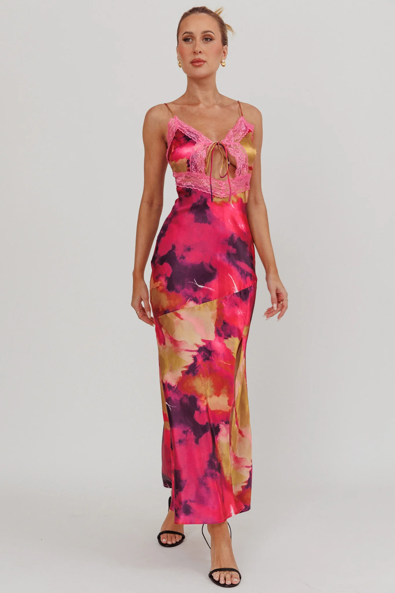 Saga Bust Keyhole Satin Maxi Dress Purple