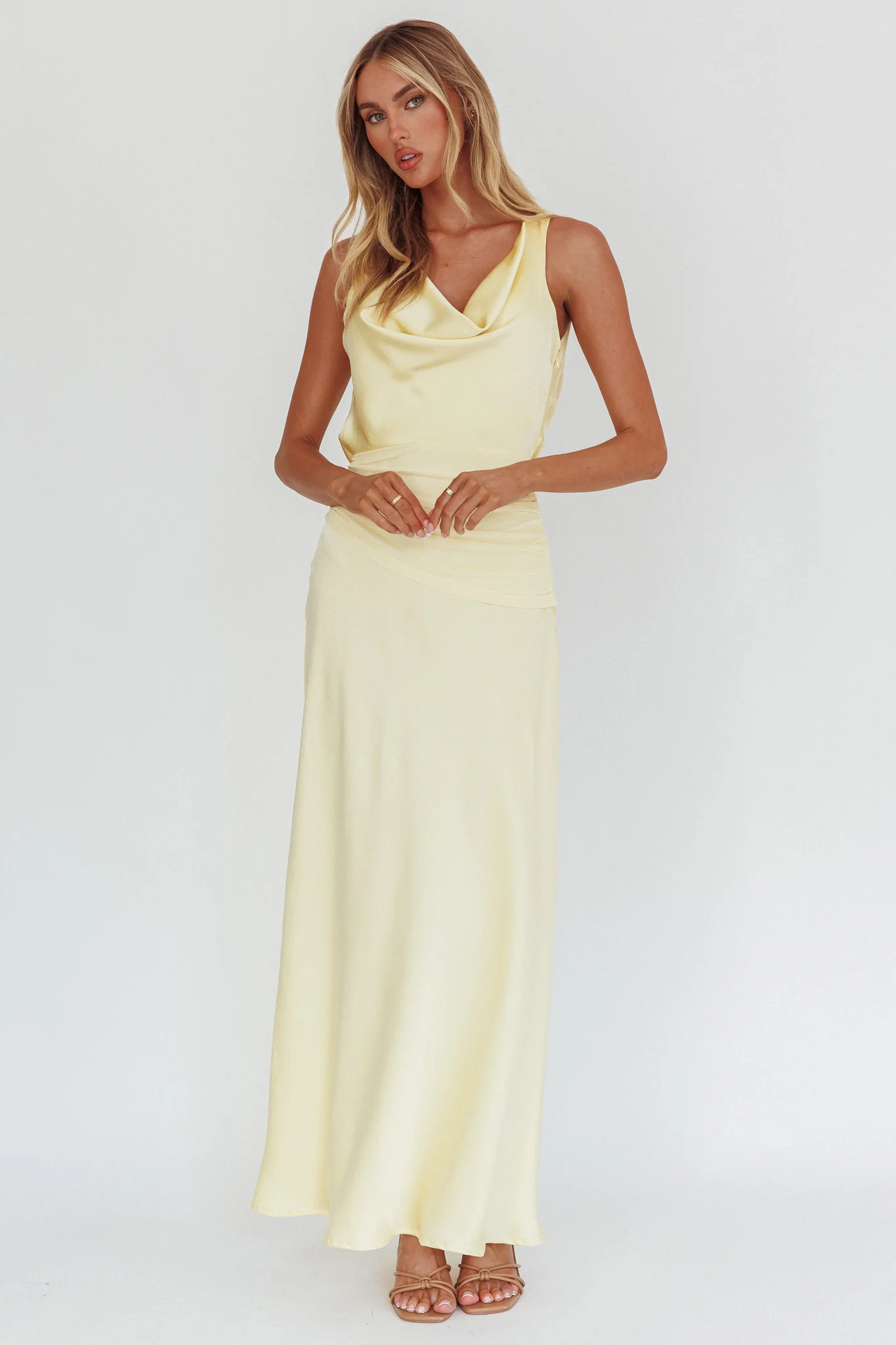 Isabella Open Cowl Back Maxi Dress Butter