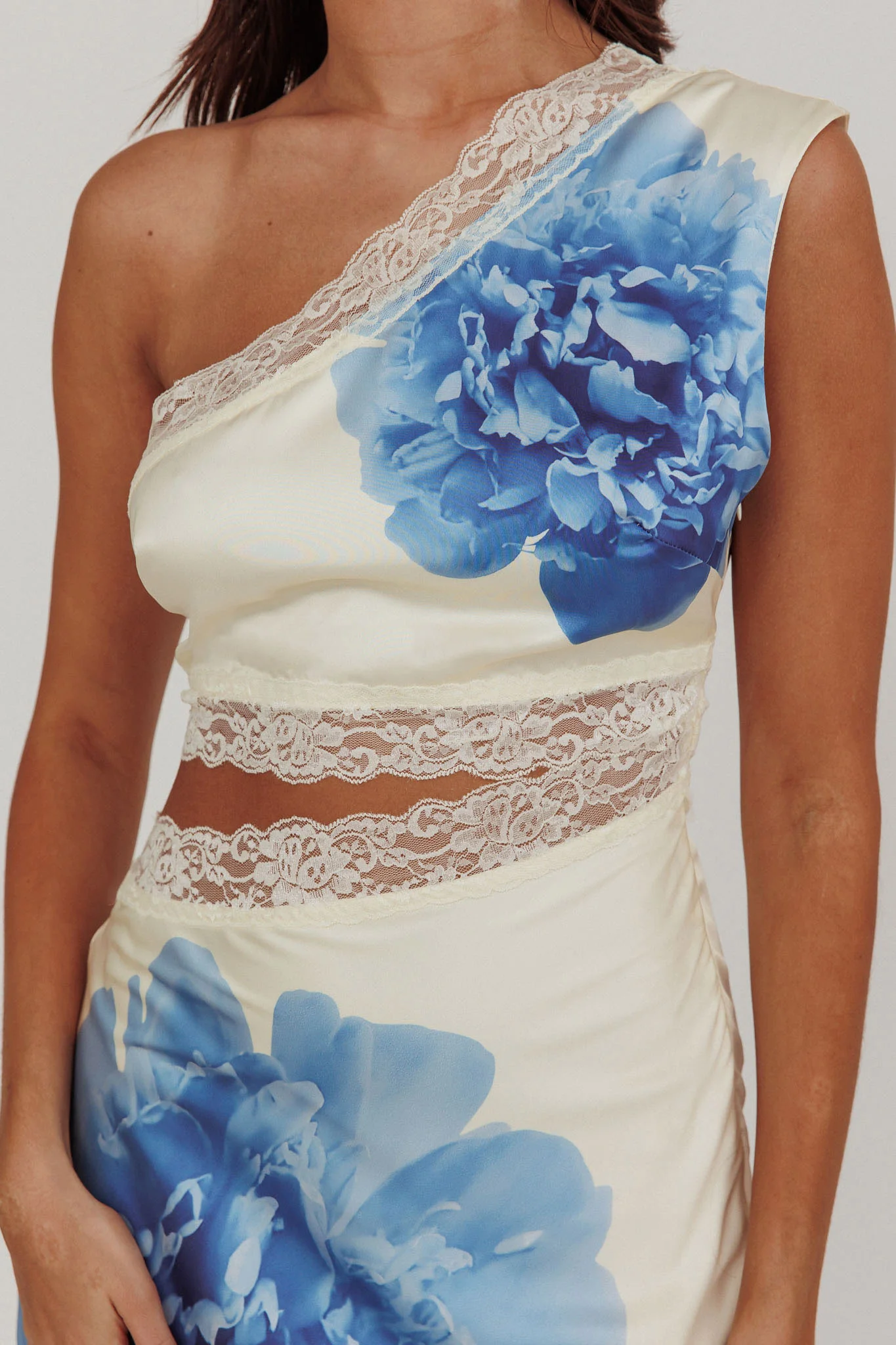 Mahli One-Shoulder Cut-Out Maxi Dress Ivory