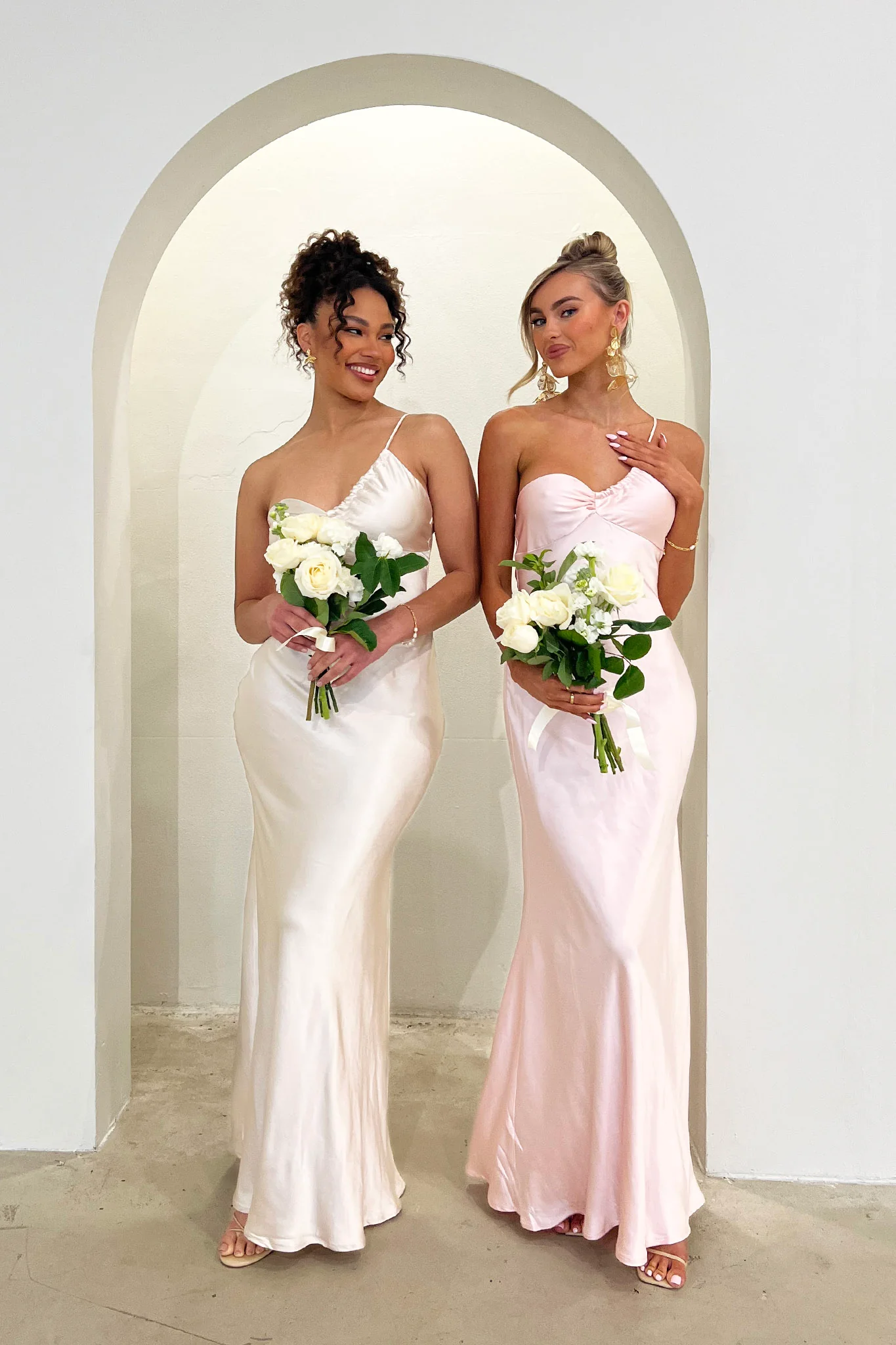 Twilight Tango One-Shoulder Maxi Dress Blush