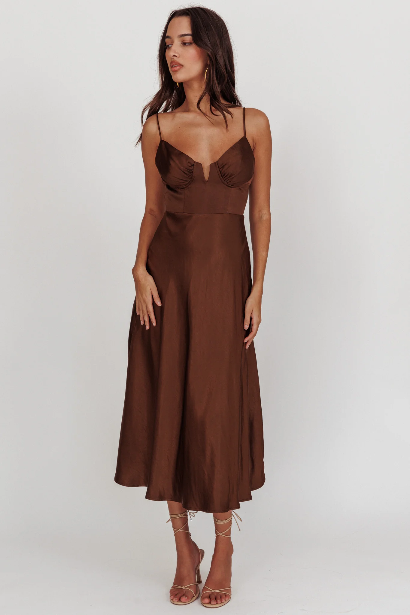 Lake Como A-Line Midi Dress Brown