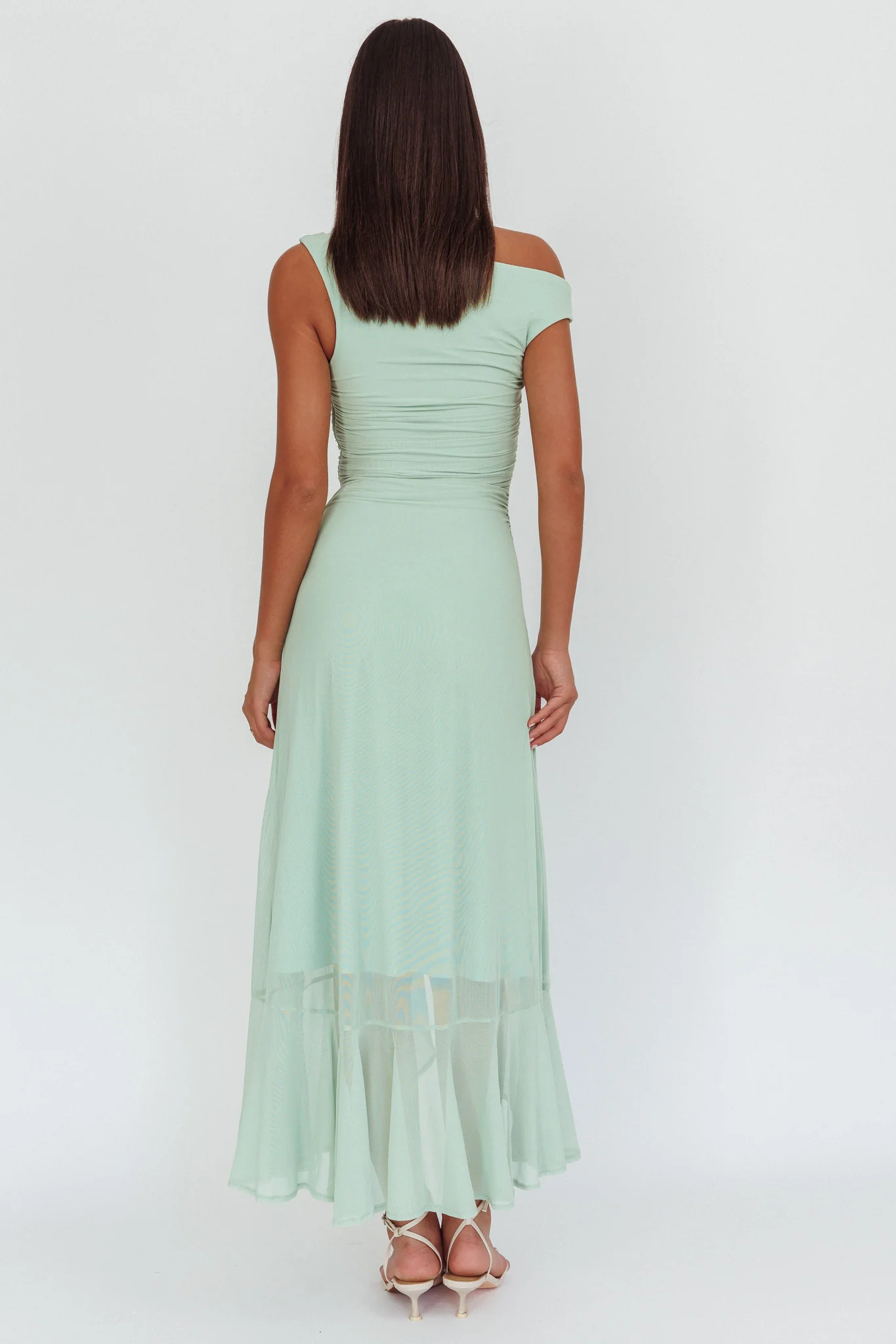 Moonlit Magic Asymmetric Neckline Maxi Dress Sage