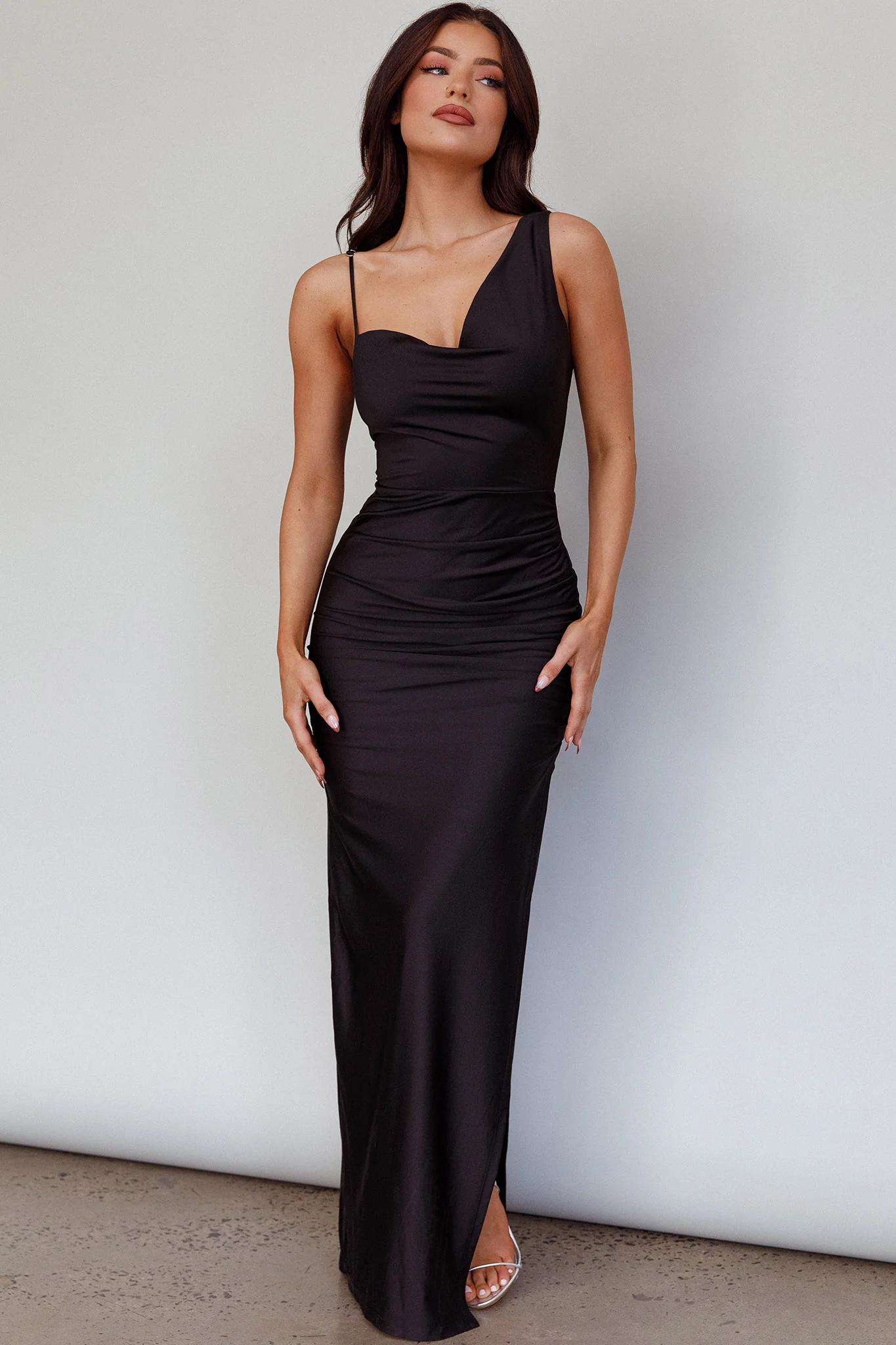 Florentina Thigh Split Maxi Dress Black