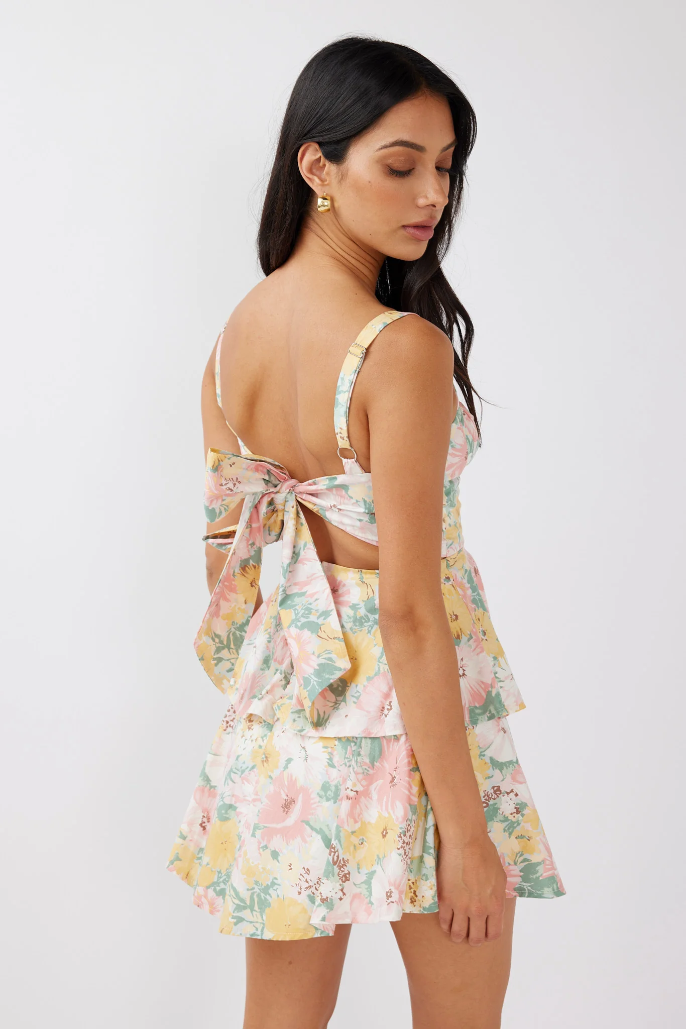 Provence Bloom Tiered Mini Dress Multi Blush